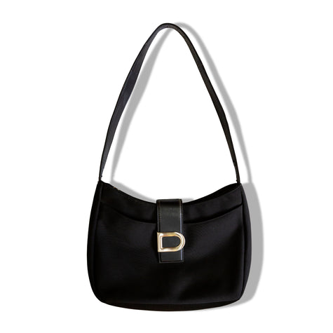 DKNY Black Shoulder Bag with Silver D Hardware – Vintage Y2K Style