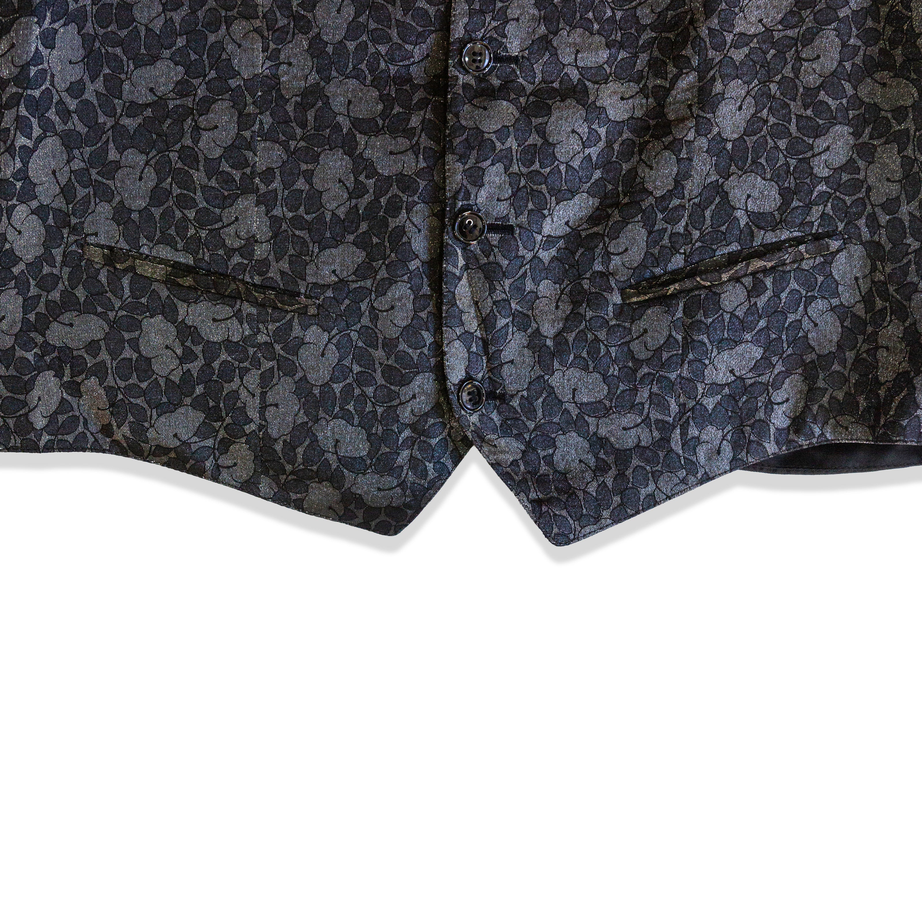 Vintage floral jacquard waistcoat vest (XL)