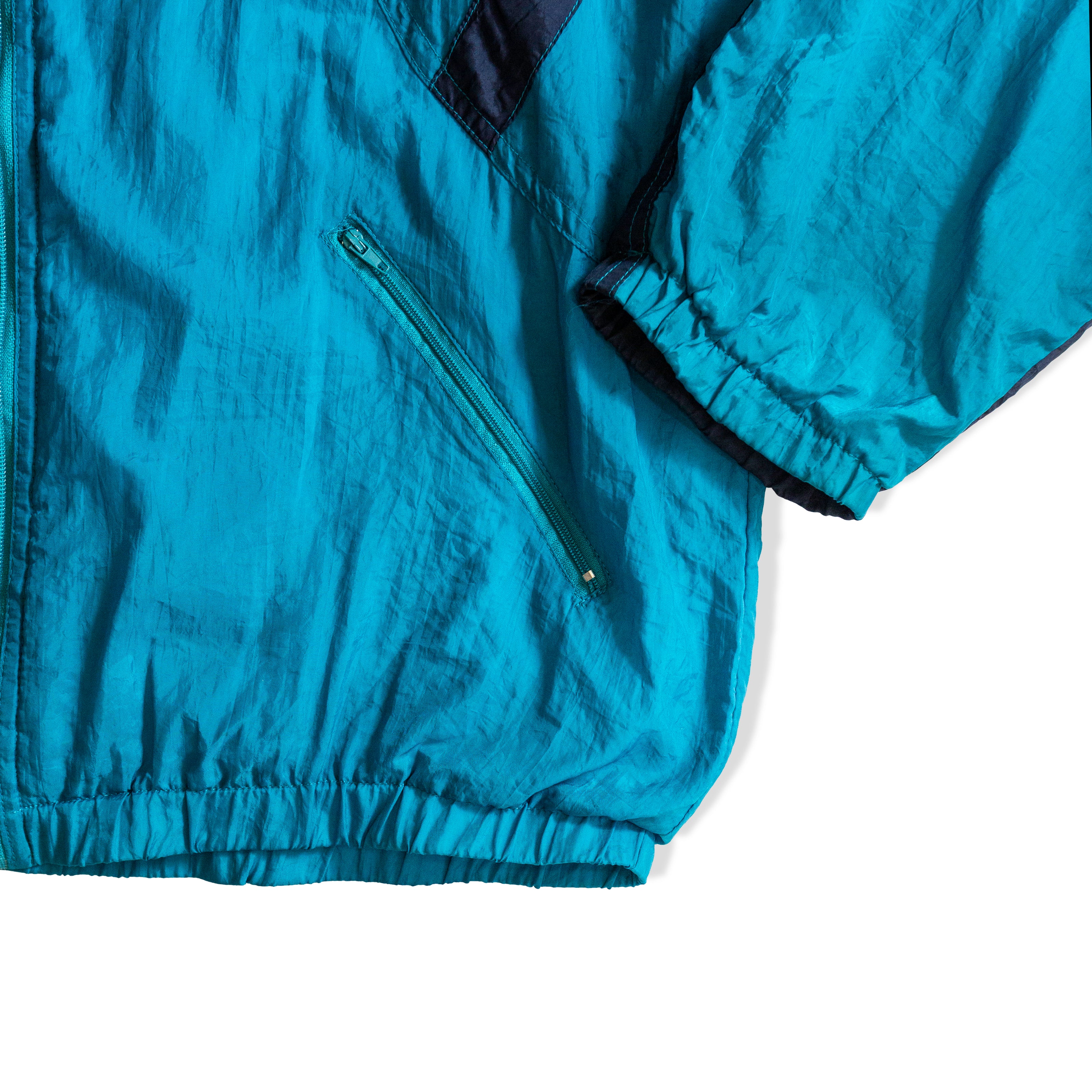 Vintage Men’s 90s Teal Windbreaker Track Jacket (L)