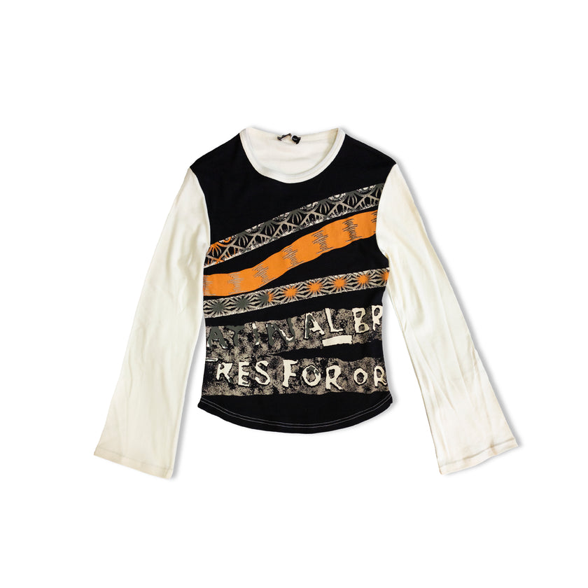 100% cotton multi-patterned deadstock top