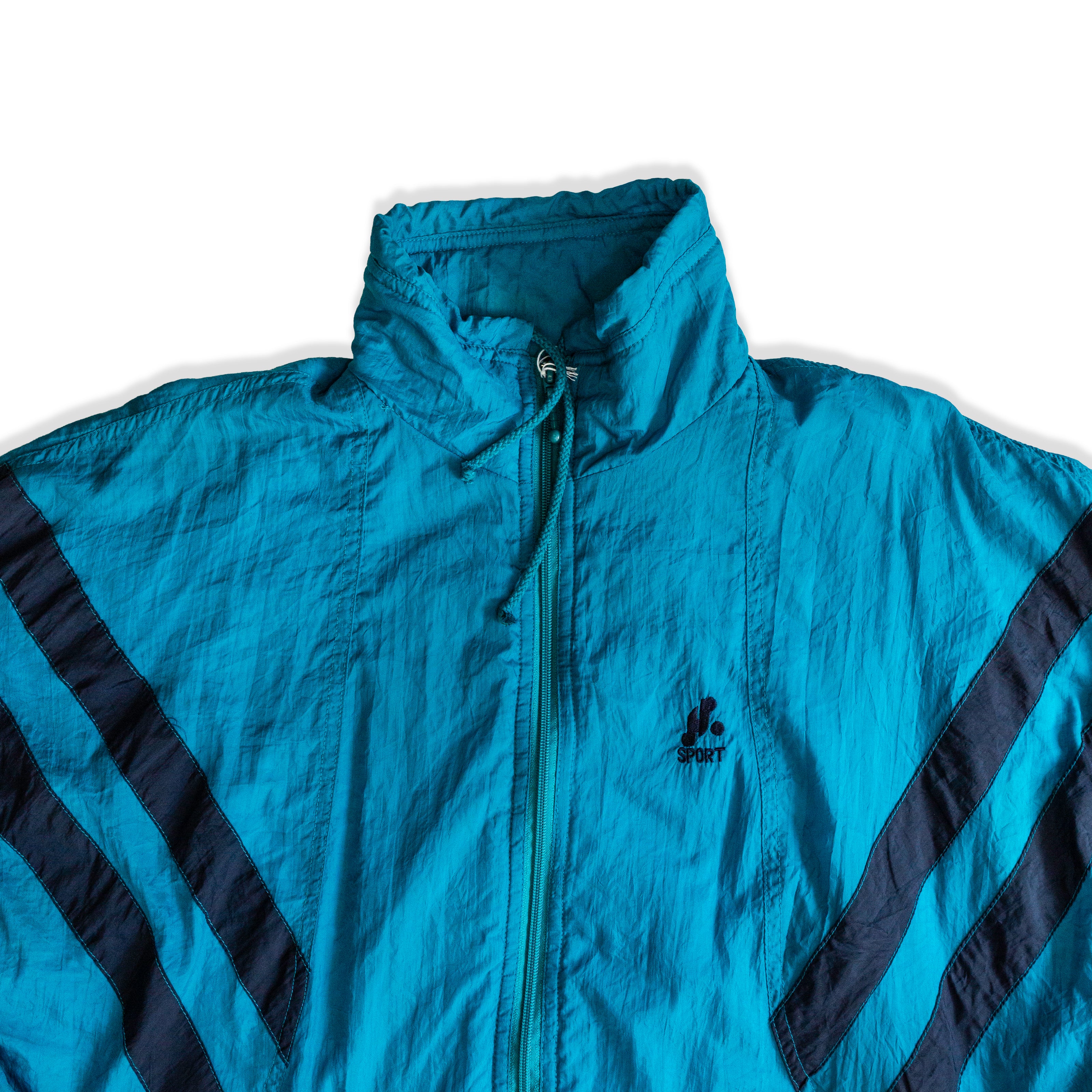 Vintage Men’s 90s Teal Windbreaker Track Jacket (L)