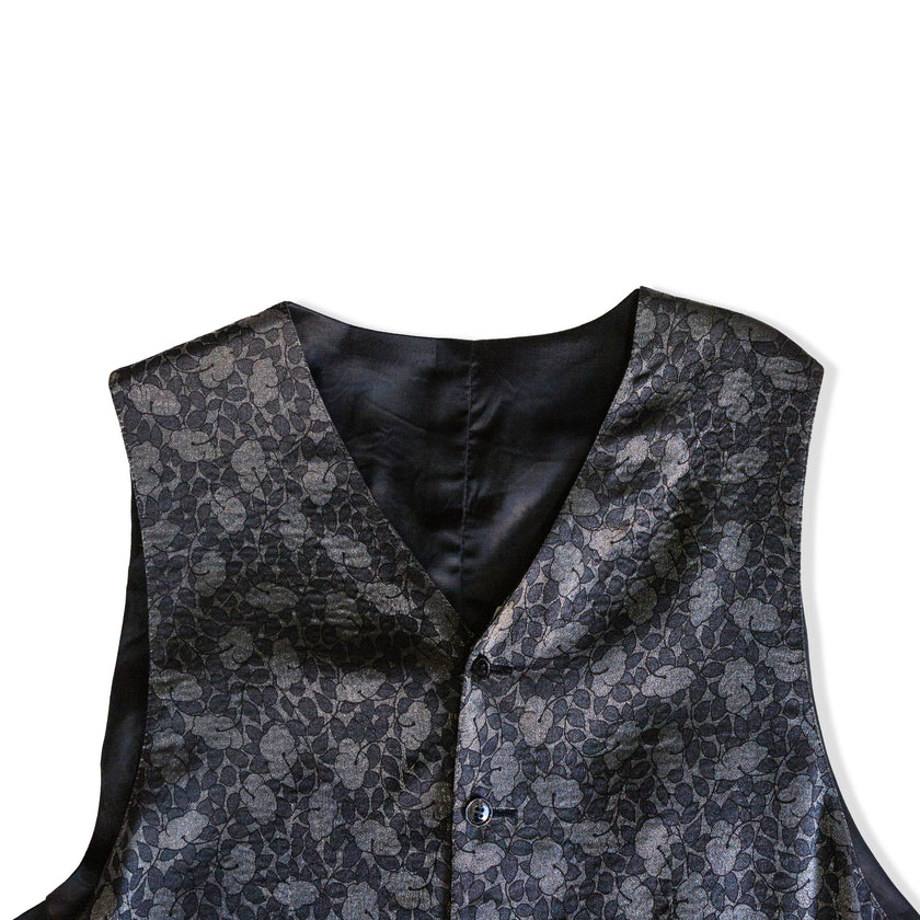 Vintage floral jacquard waistcoat vest (XL)