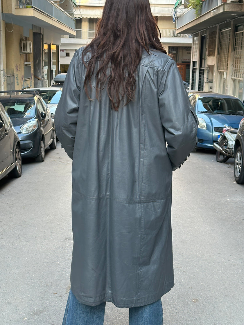 Vintage genuine leather grey jacket