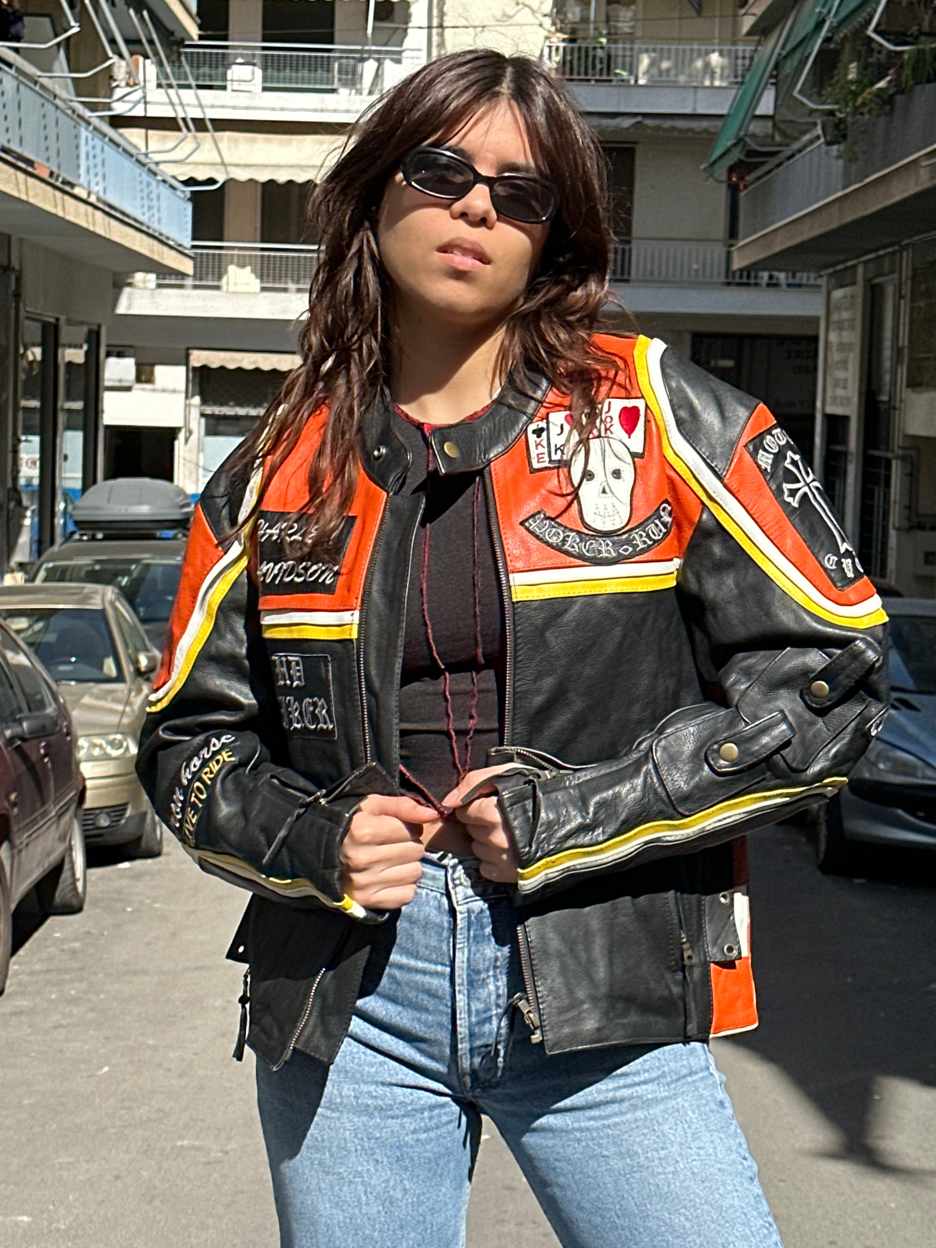 Super hot leather motorcycle jacket