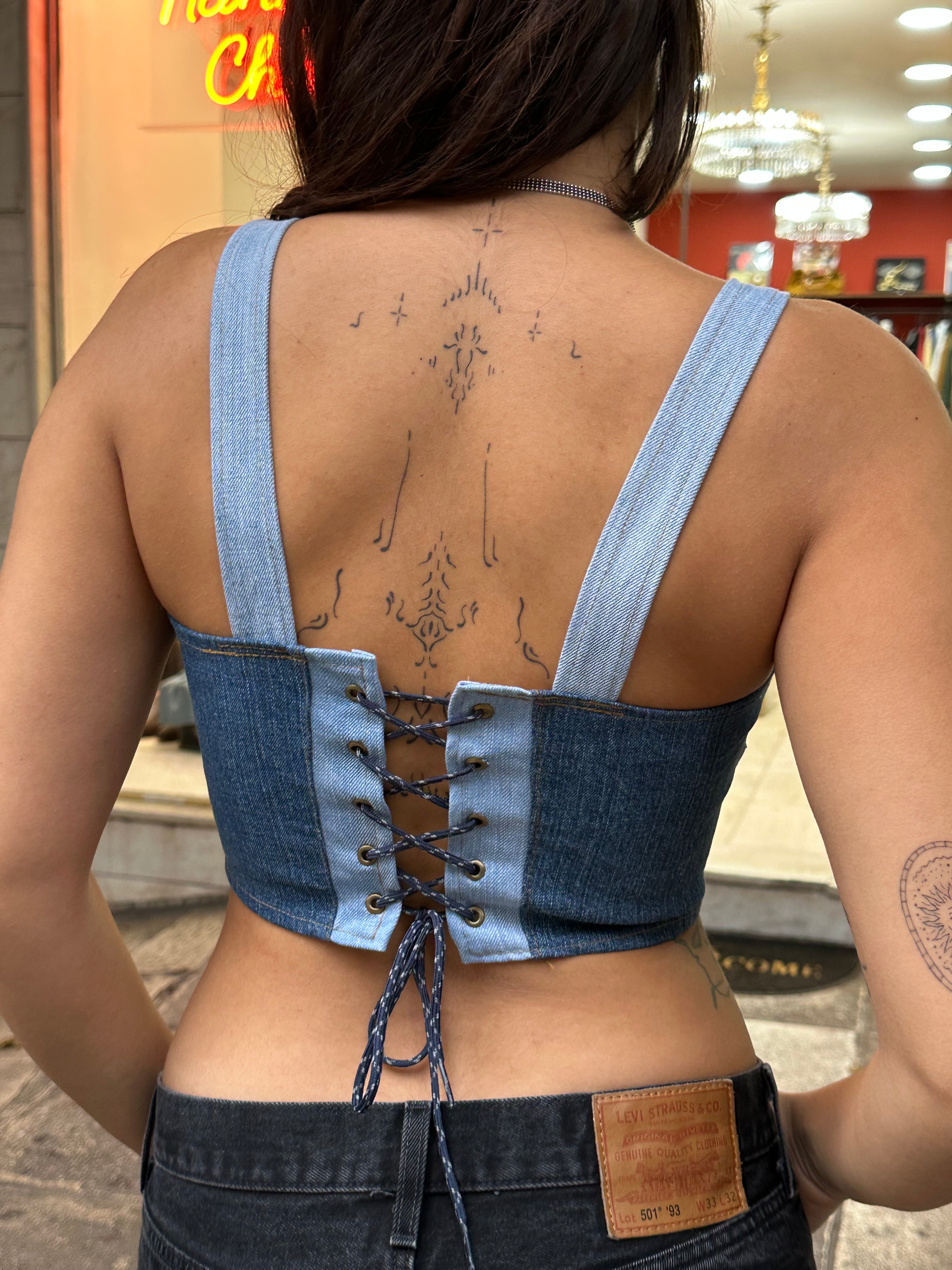 Hot re-worked denim corset