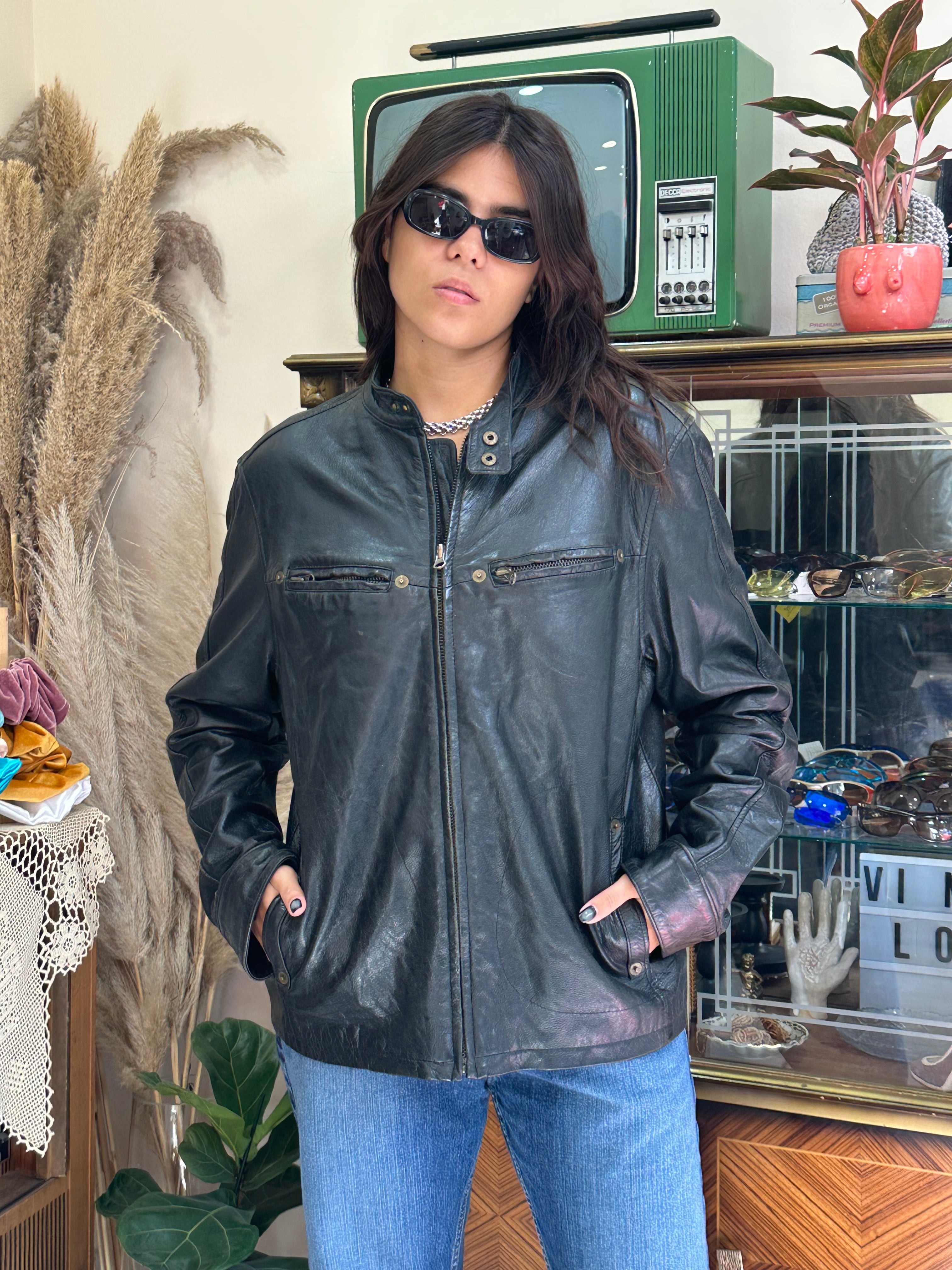 Vintage leather biker jacket