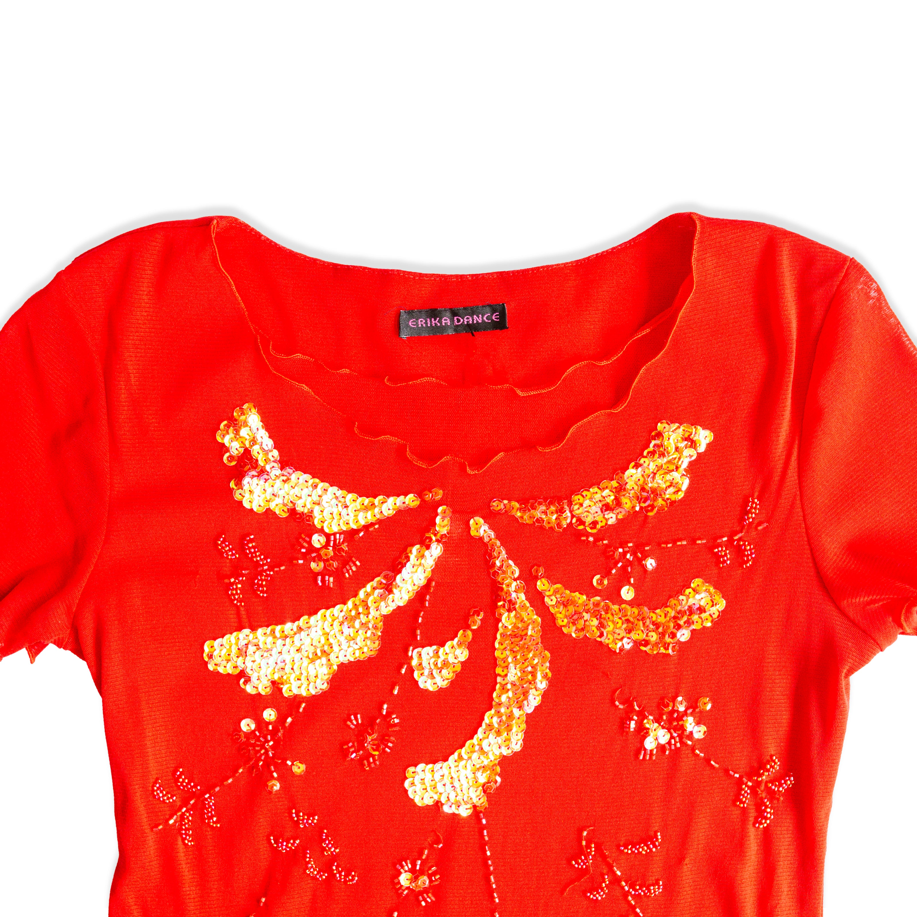 Super cute mesh top with sequins (M)