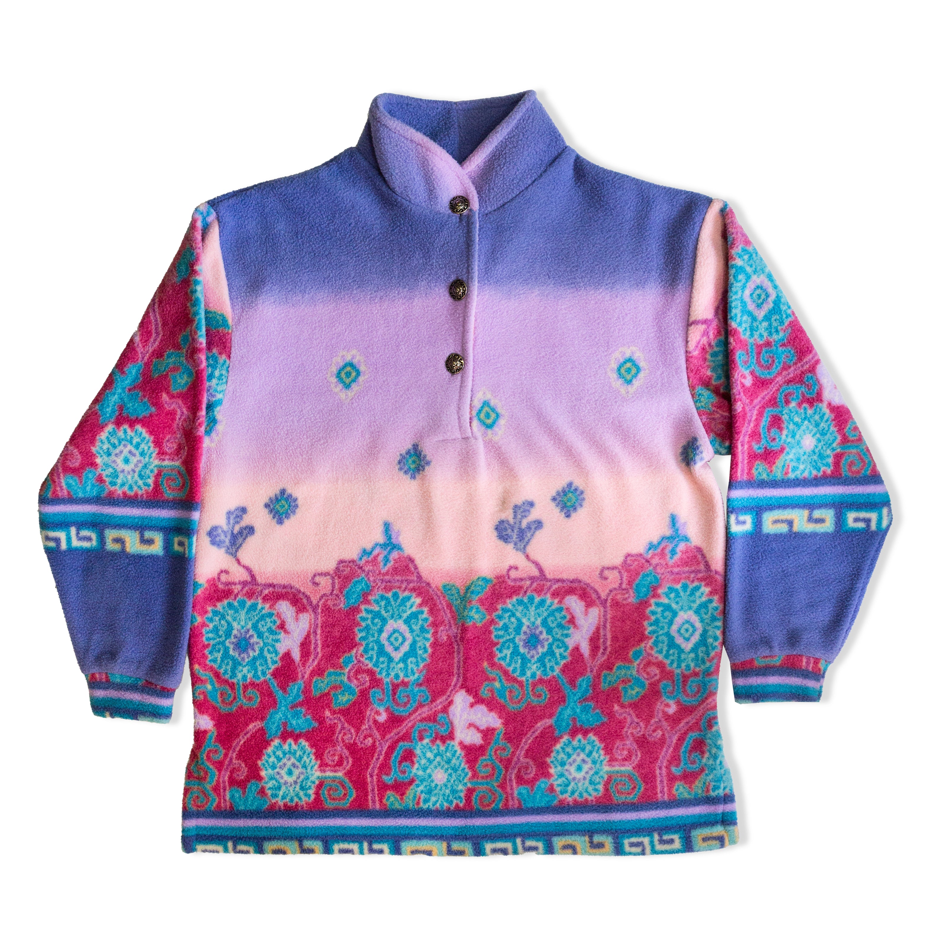 Vintage Colorful Pattern Fleece Pullover (M)