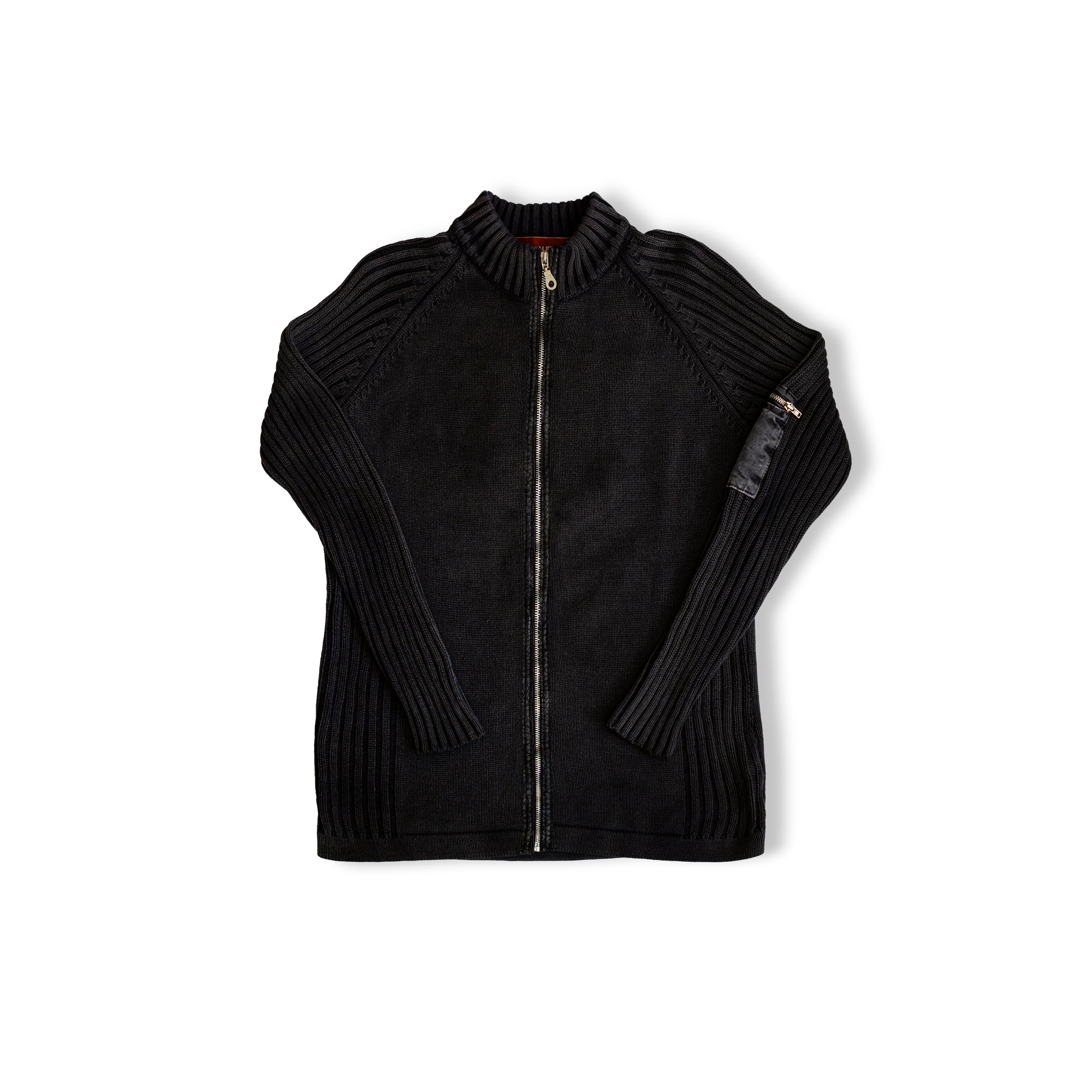 Gaudi Men's dark grey knit zip up (L)