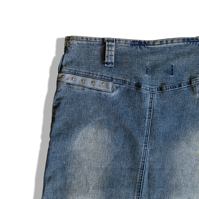 Denim low waisted skirt with slits on the sides (S/M - elastic material)