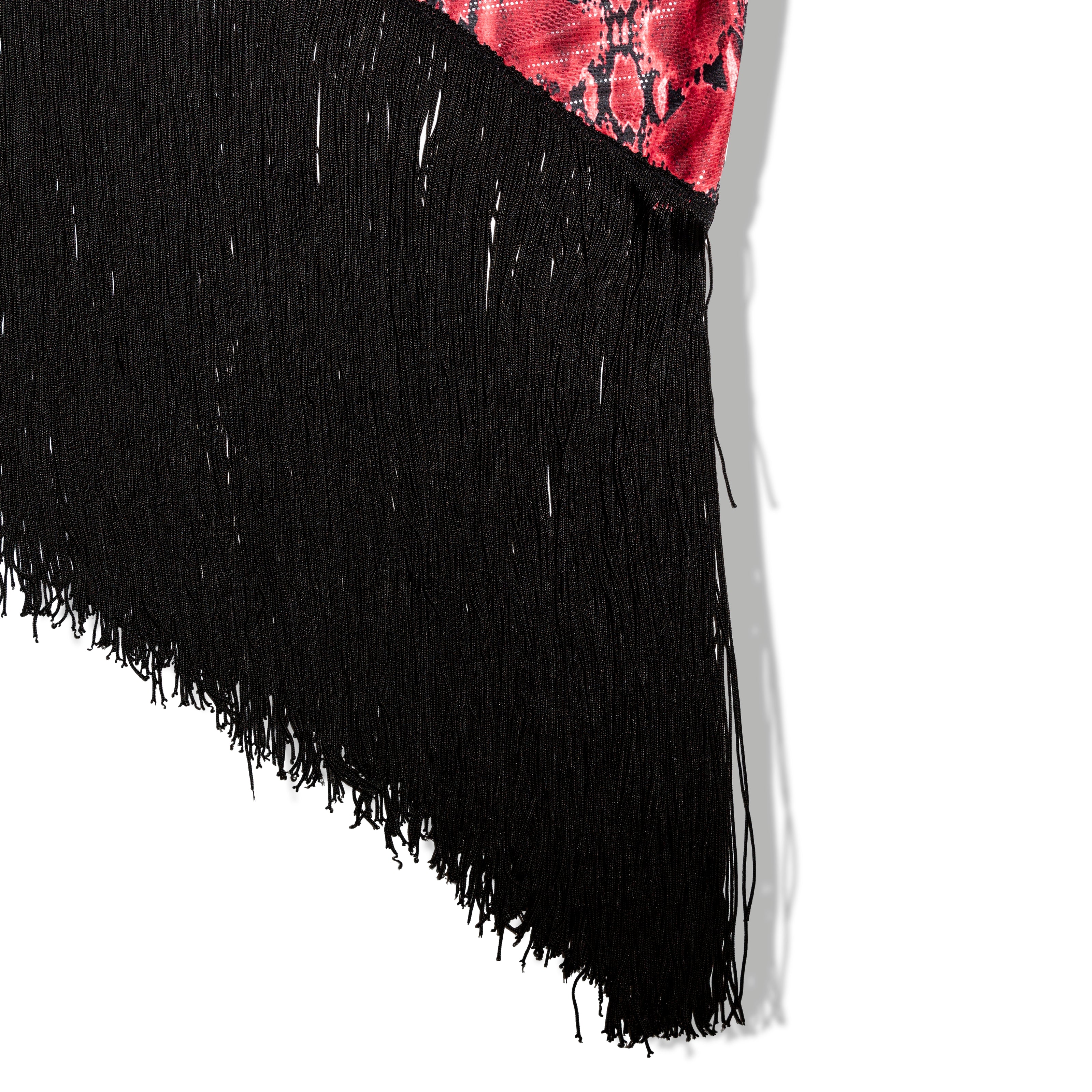 Super hot asymmetrical stretchy animal print skirt with fringe (M)