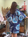 Vintage patterned cotton yukata robe with belt