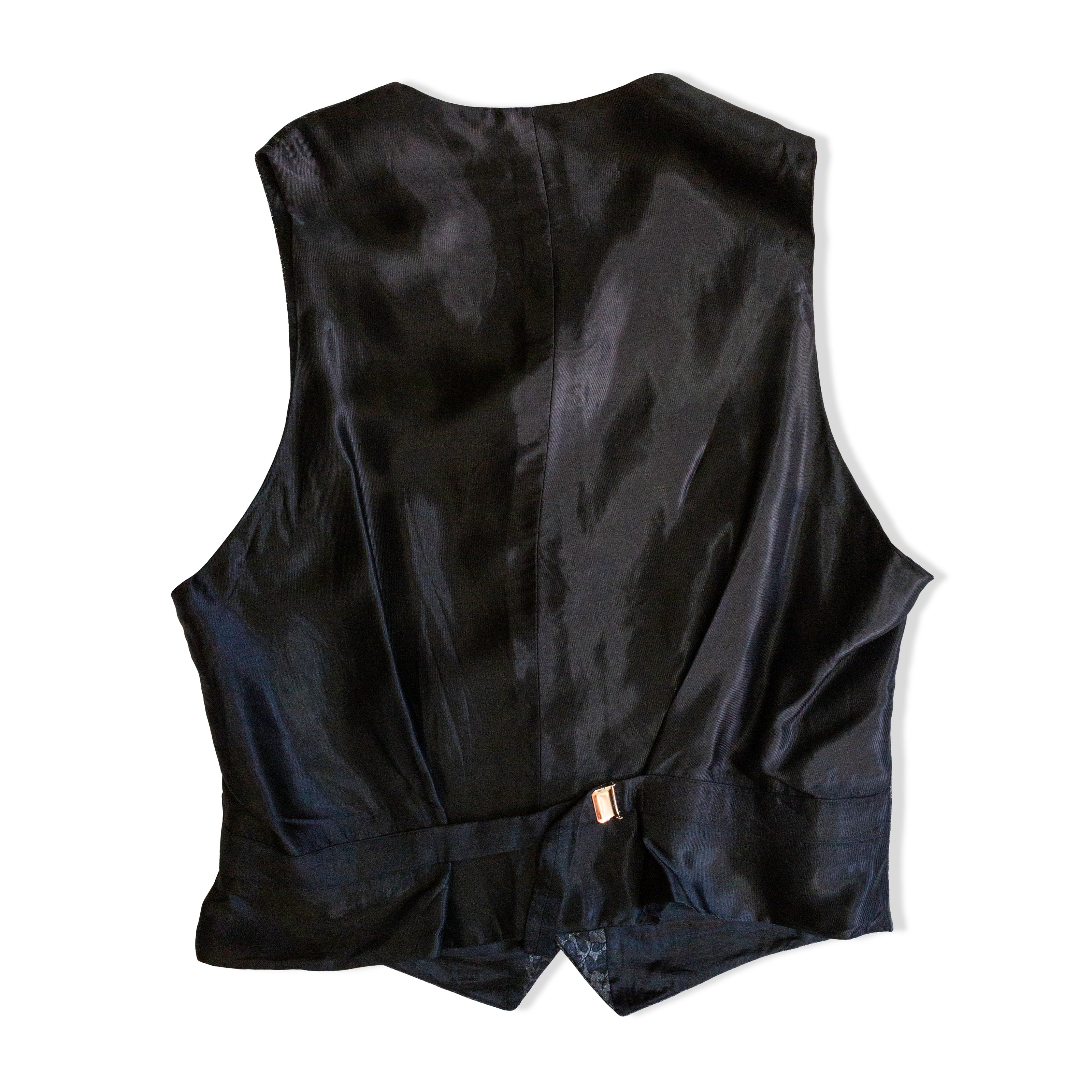 Vintage floral jacquard waistcoat vest (XL)