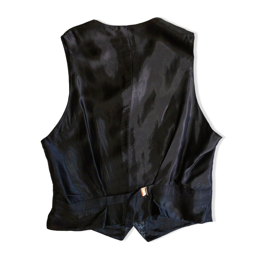 Vintage floral jacquard waistcoat vest (XL)