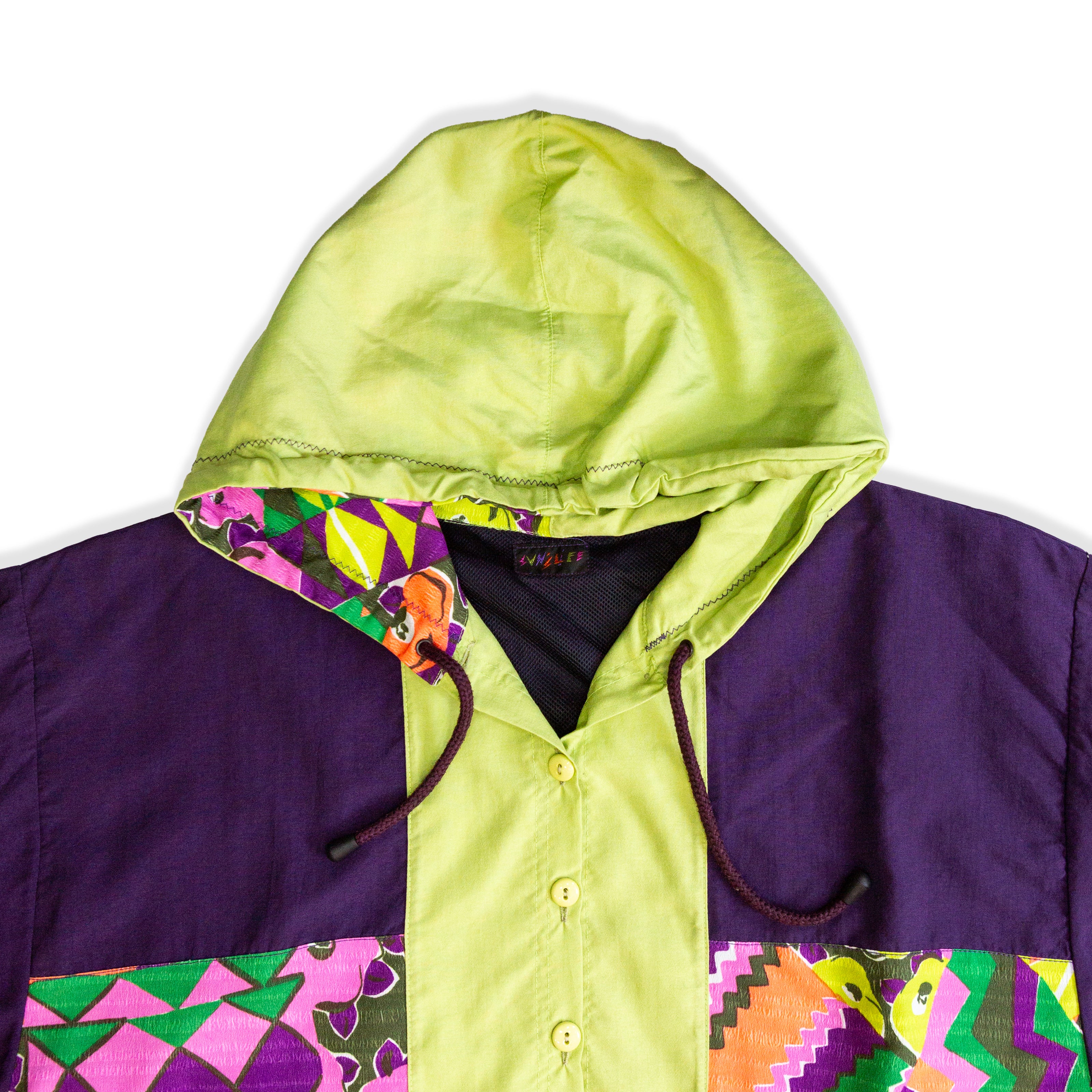 Vintage colorful hooded light jacket (M)