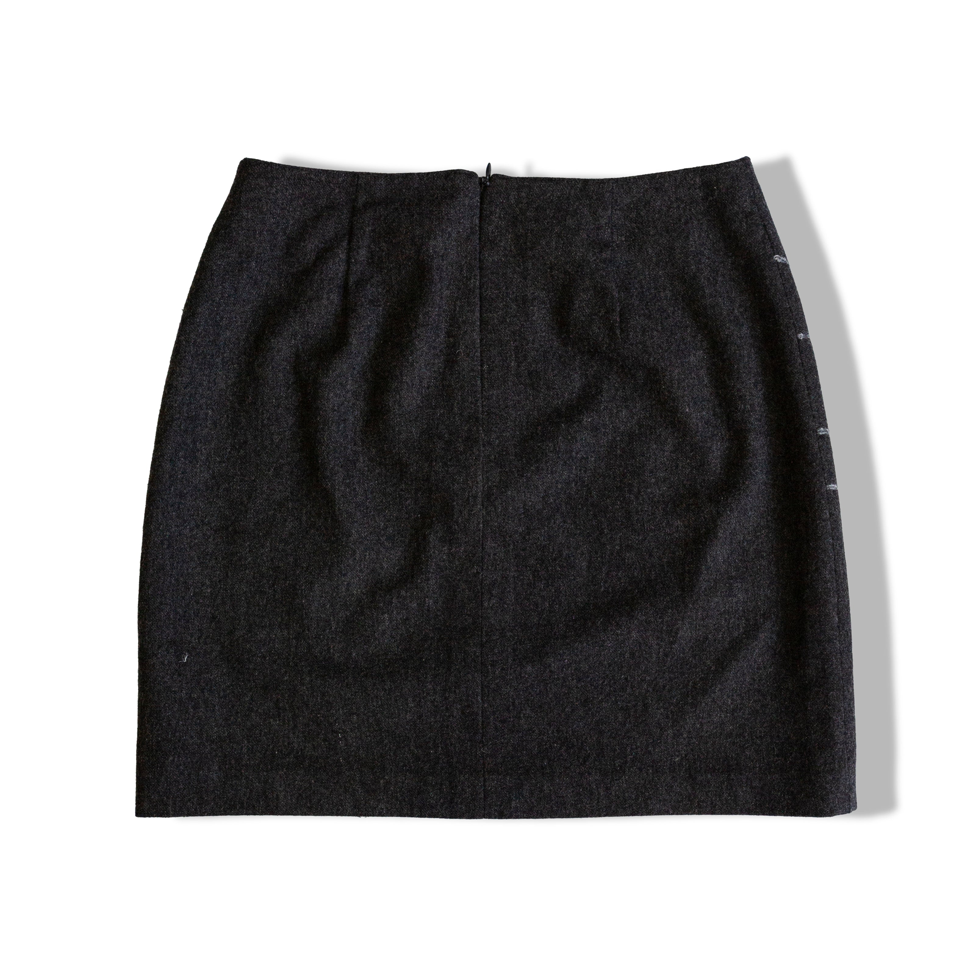 Vintage 100% wool dark grey mini skirt (S)