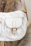 The Bridge White Monogram Shoulder Bag with Dual Front Pockets