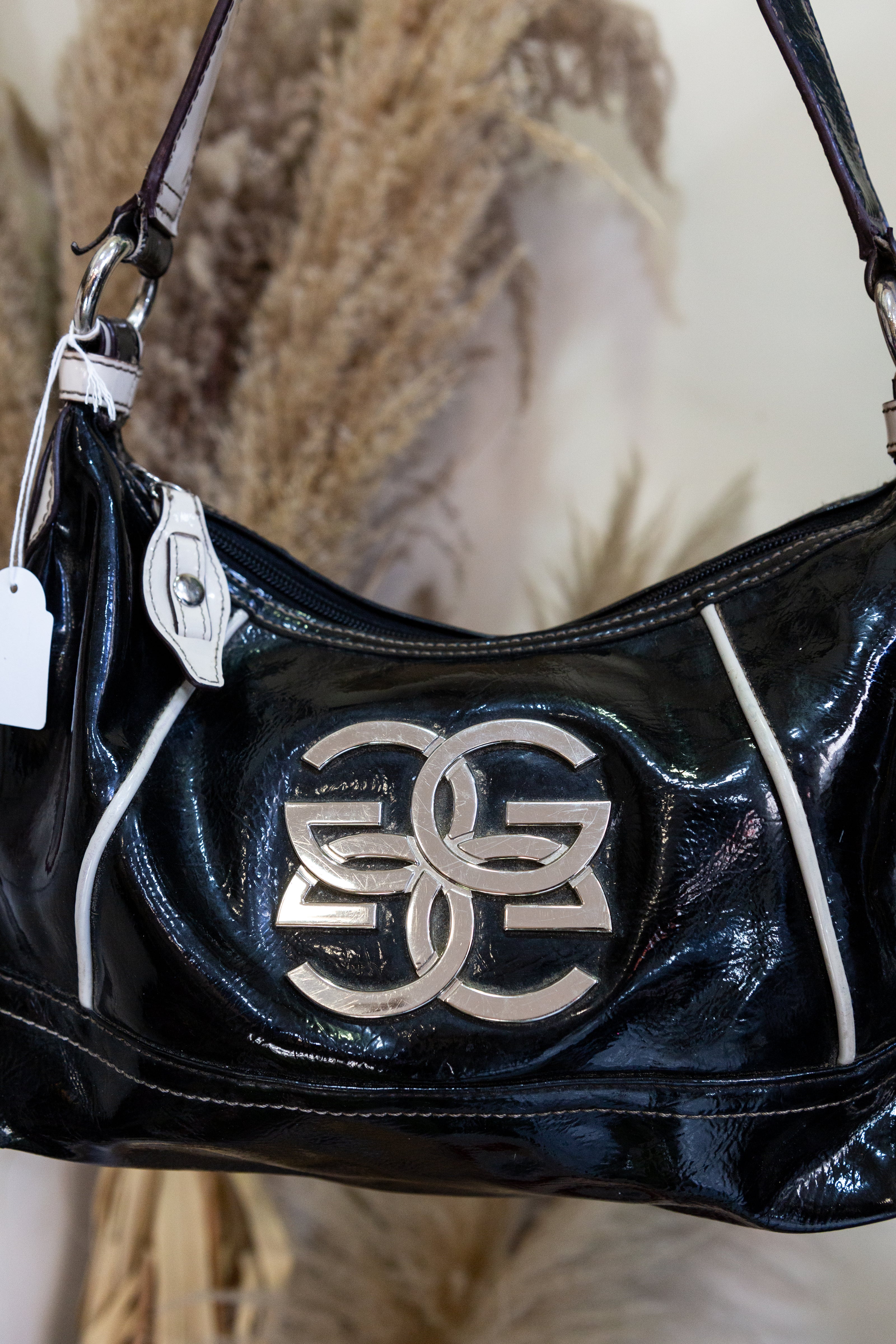 Genna De Rossi Platinum Collection Black Patent Shoulder Bag