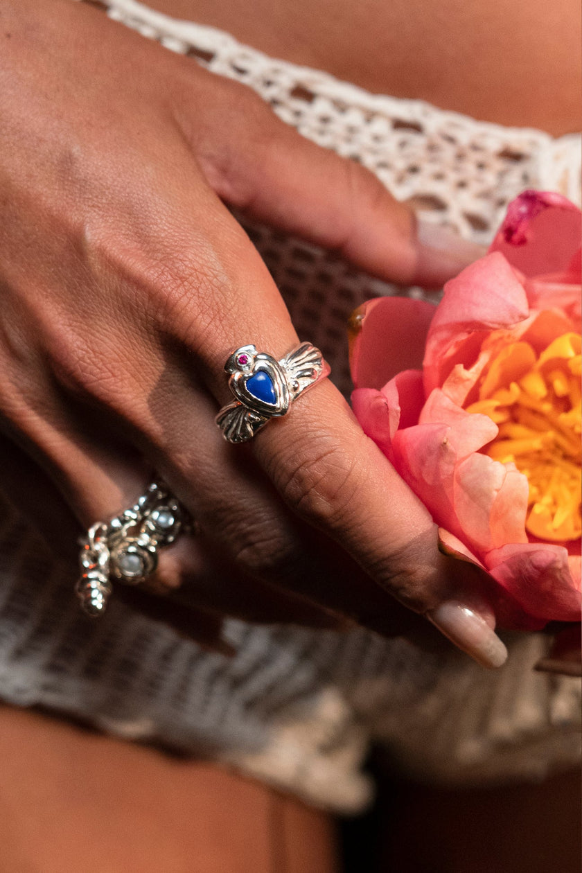 Noxpiria season of the witch silver 925 ring with lapis lazuli gemstone