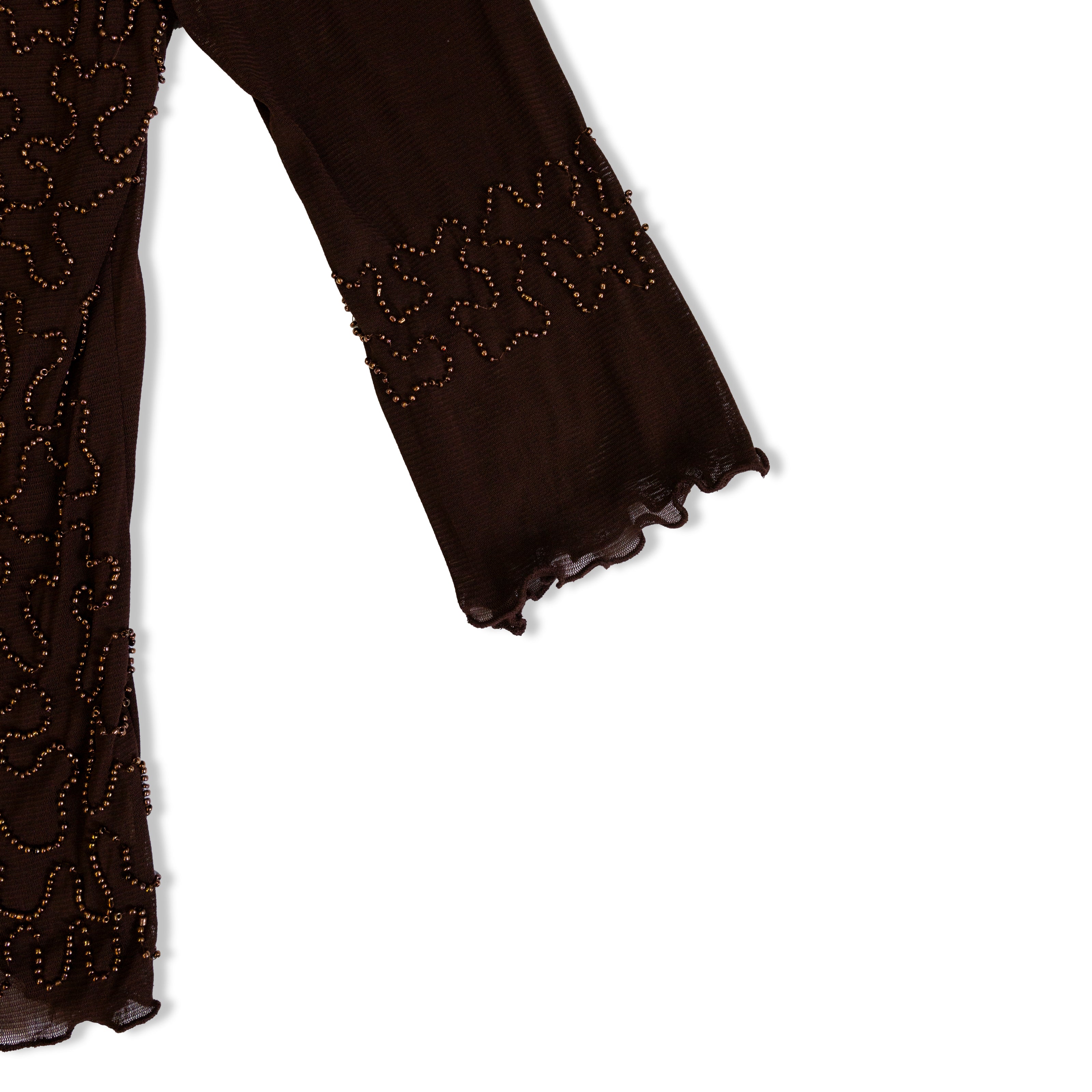 Dark brown top with beaded desings