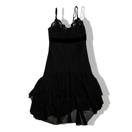 Super hot black asymmetrical dress with lace details (EU38/M)
