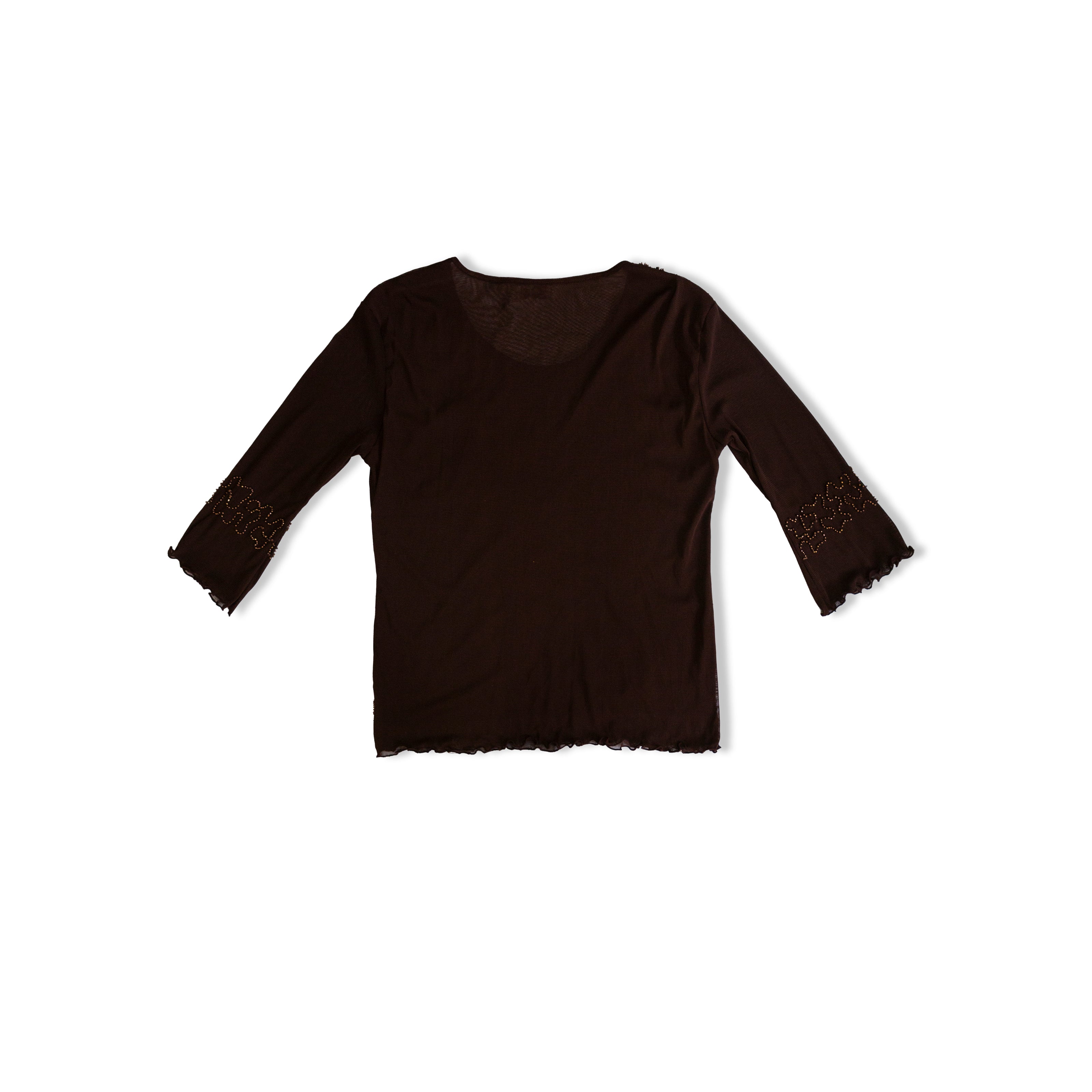 Dark brown top with beaded desings