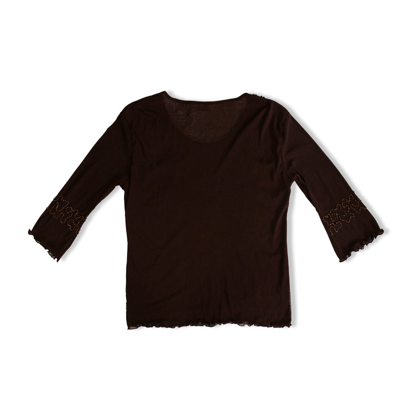 Dark brown top with beaded desings