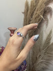 Stunning silver 925 open ring with amethyst