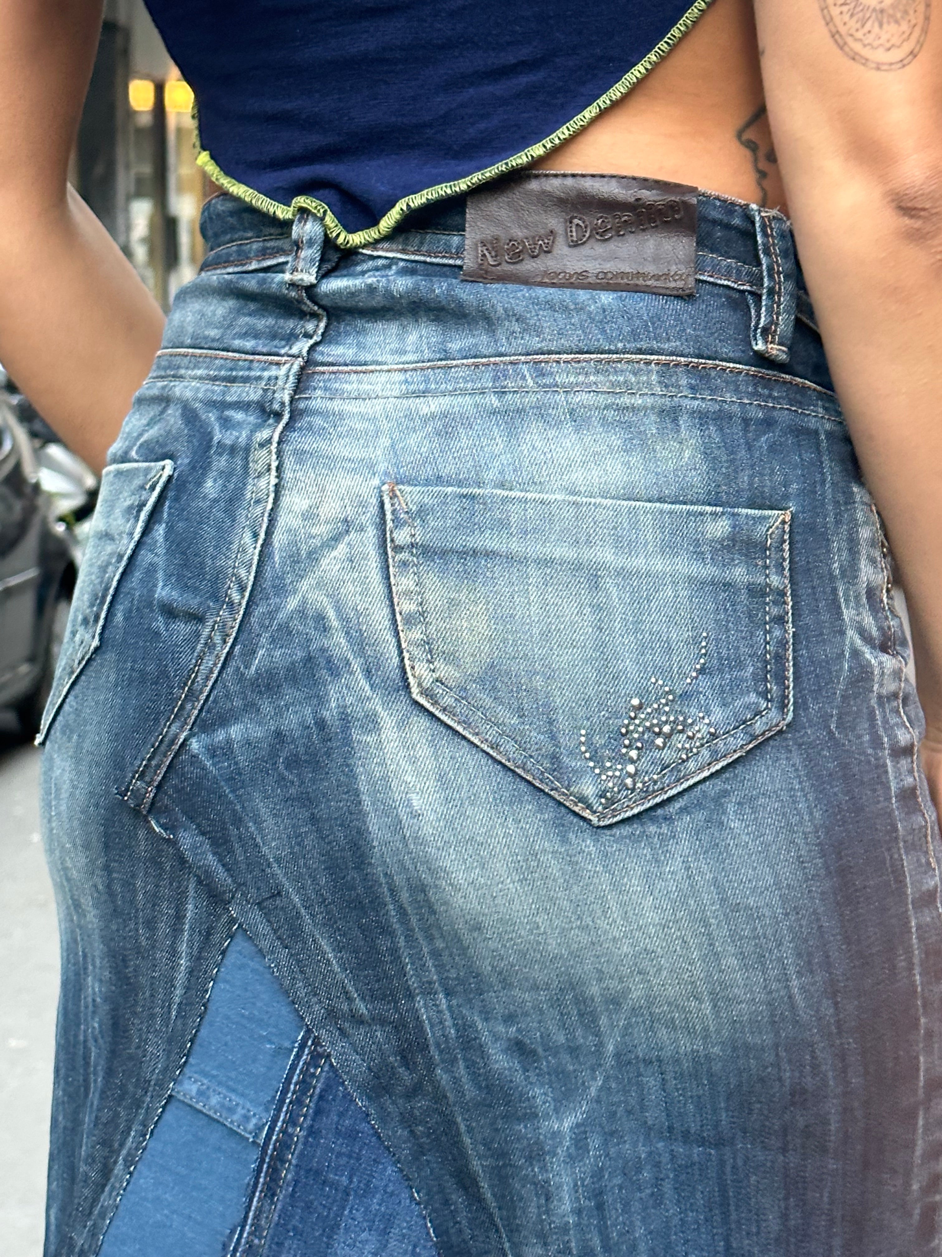 Stunning hot handmade re-worked denim skirt