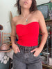 Deadstock strapless rib top (red)