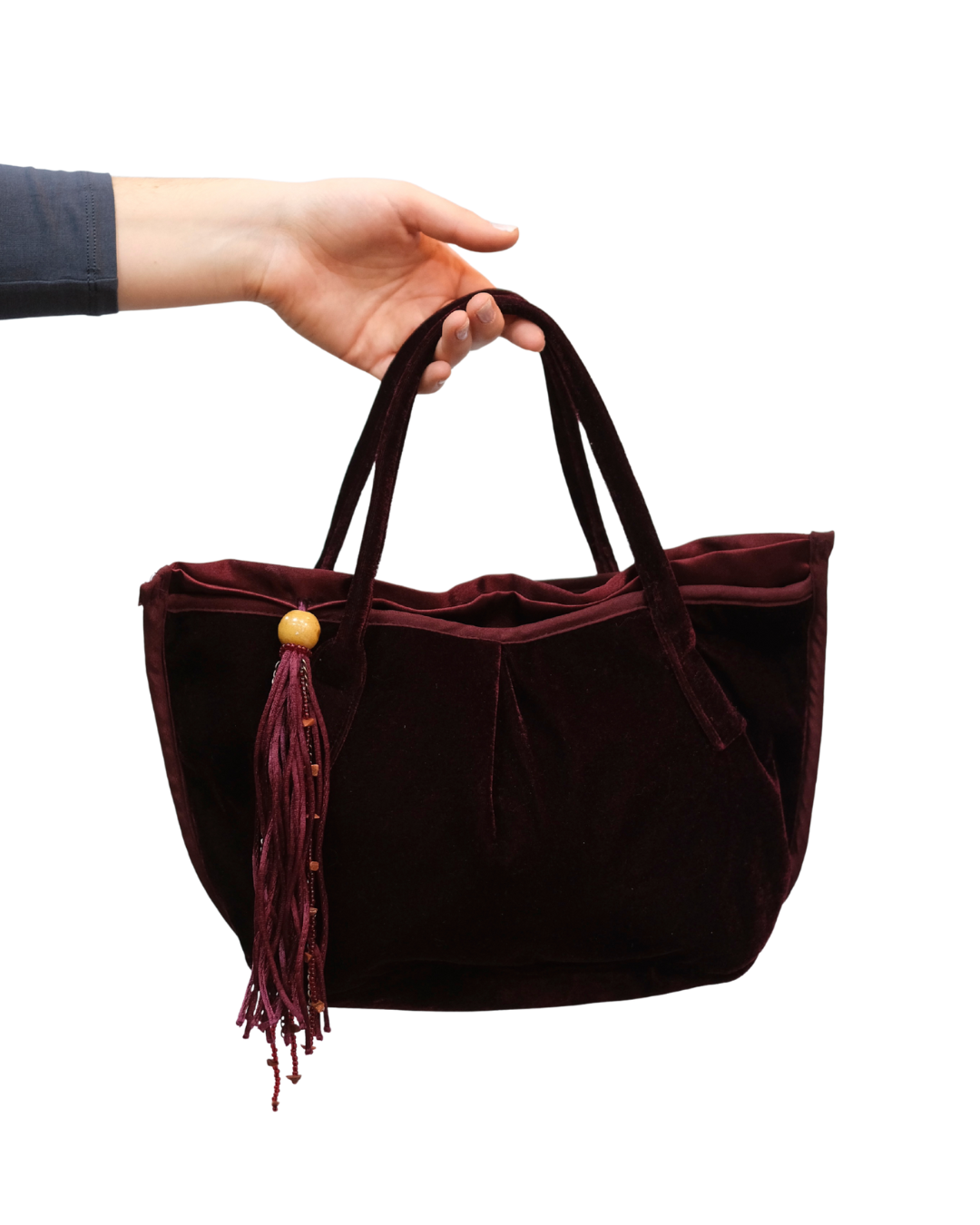 Super cute burgundy velvet handbag