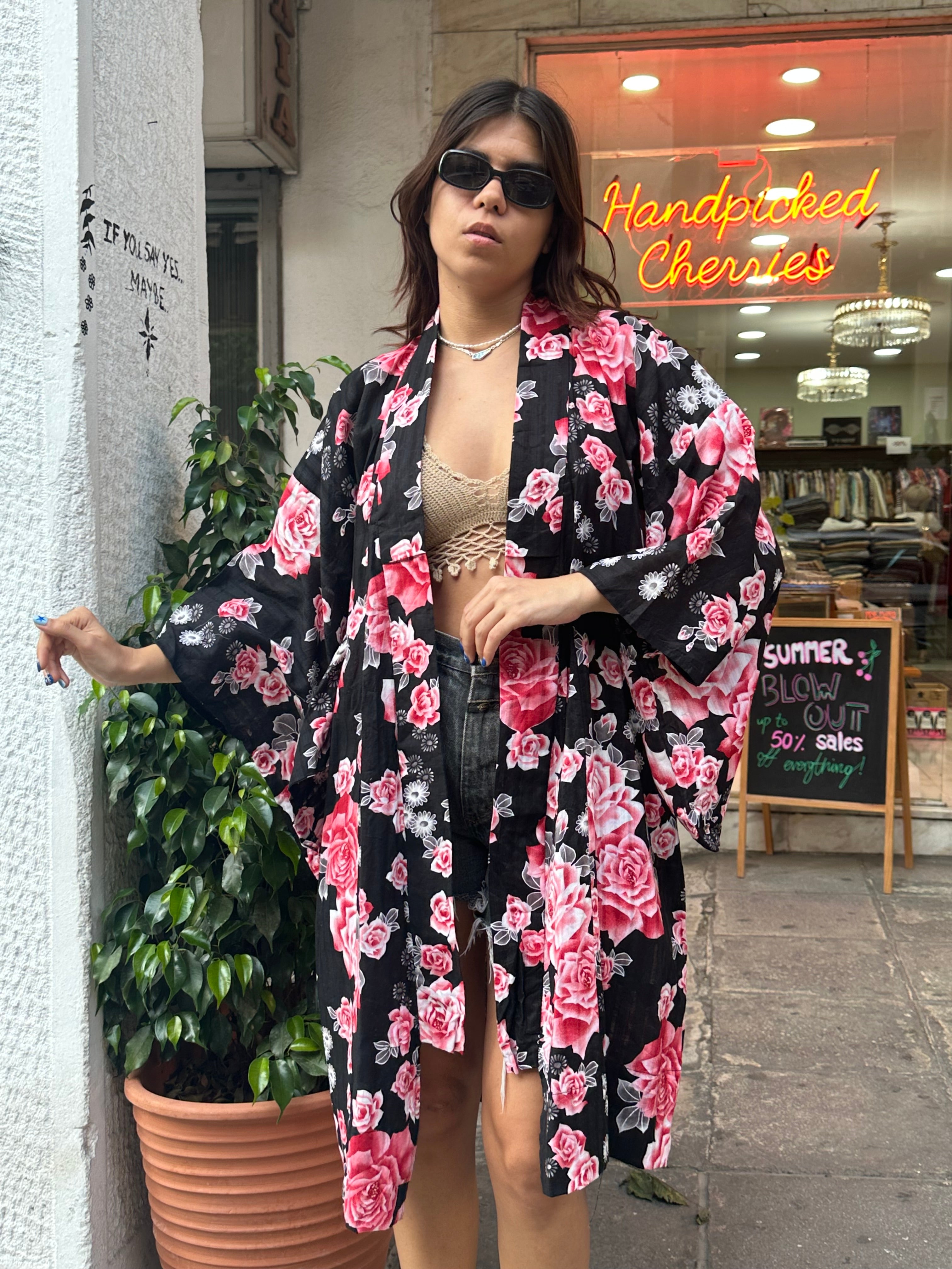 Vintage floral yukata robe