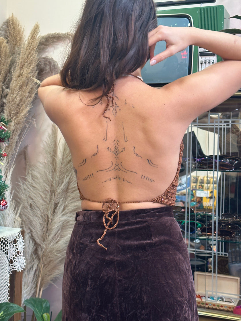 Stunning sparkling “Roxanne” crochet top