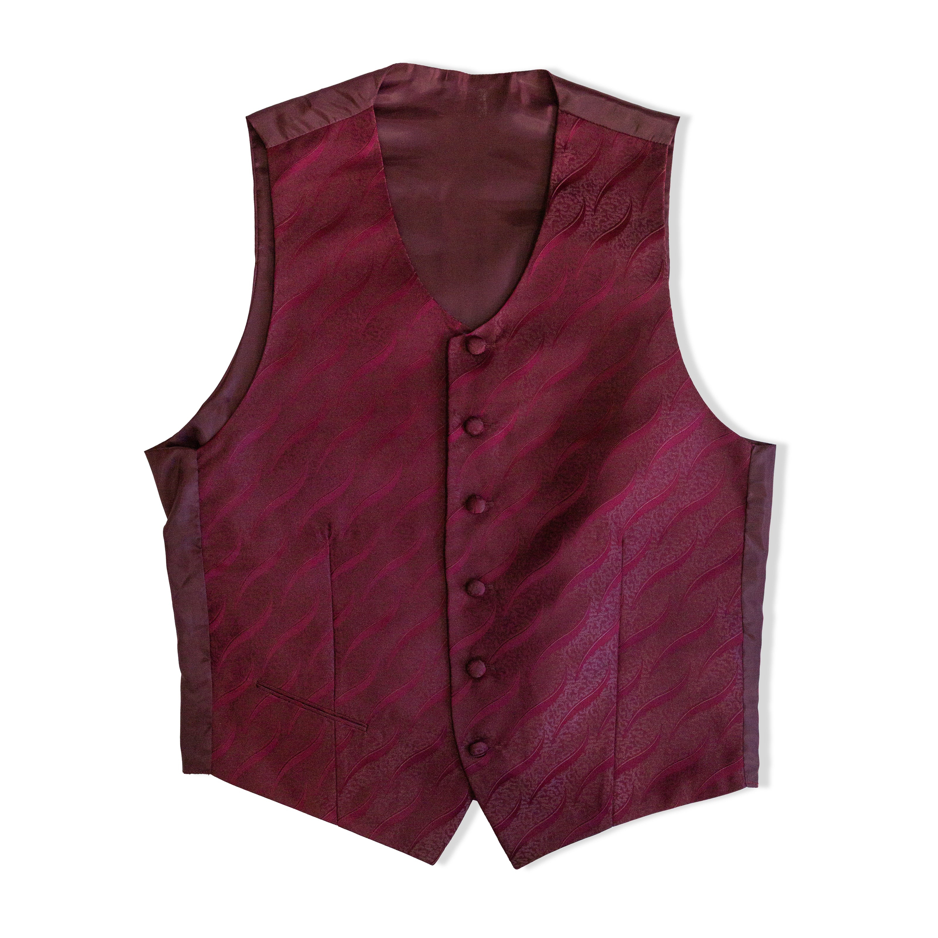 Men’s Burgundy Jacquard Formal Waistcoat (L)