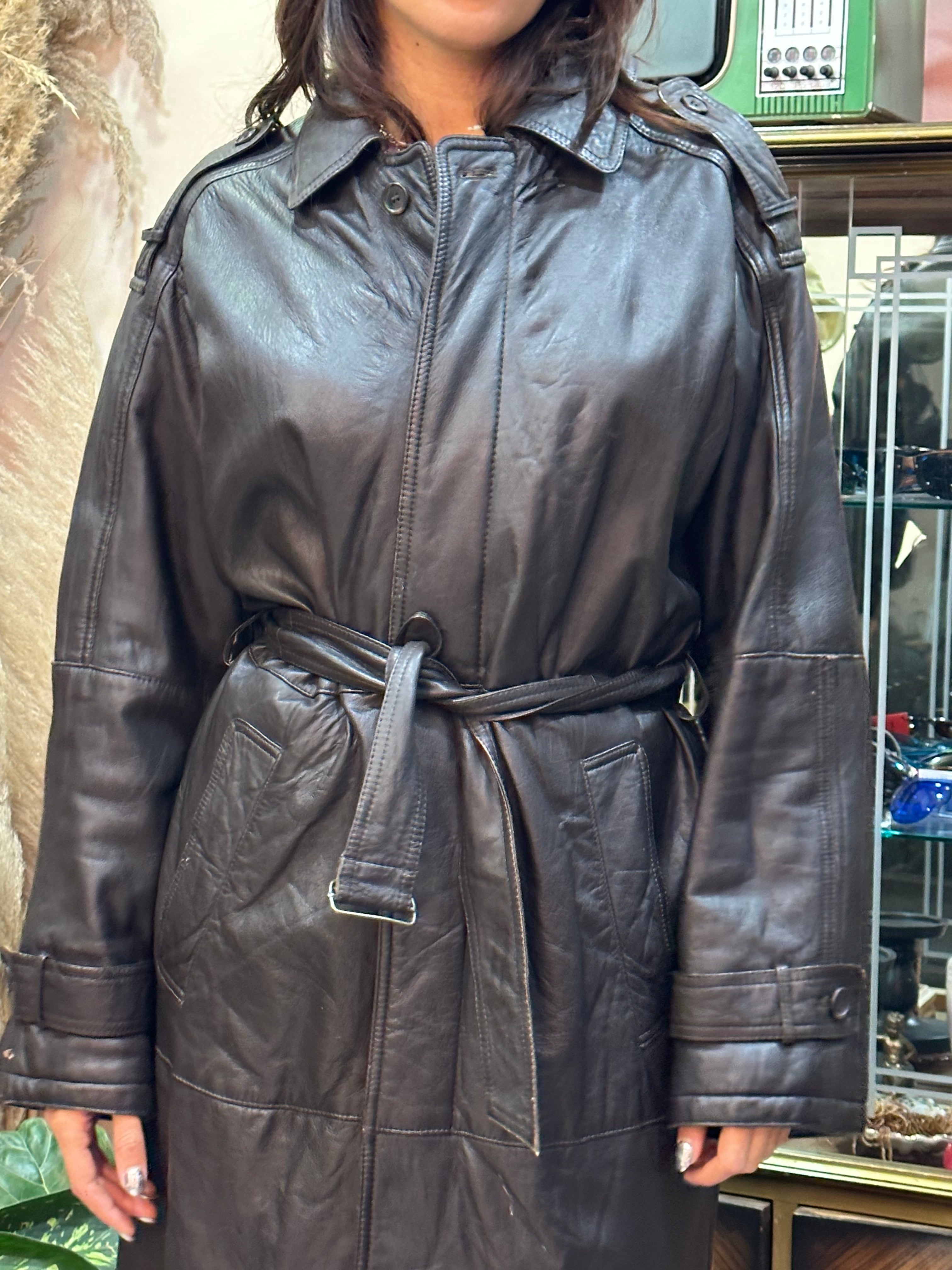 Vintage leather trench coat