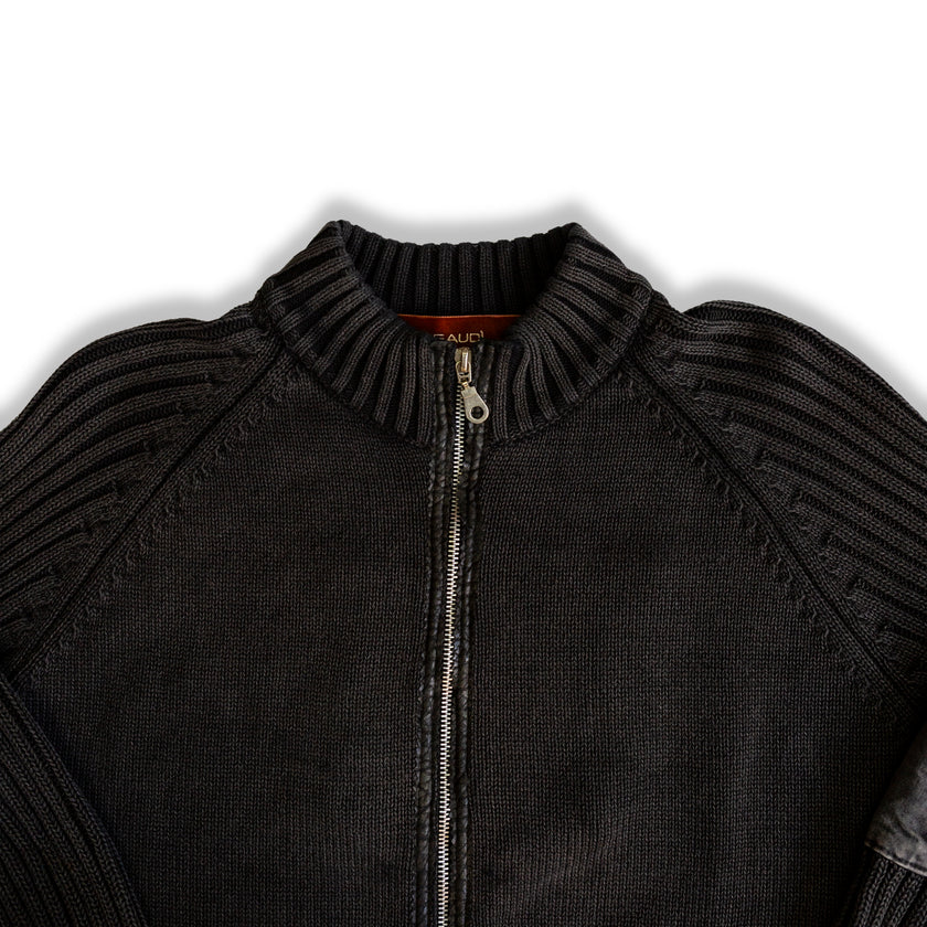 Gaudi Men's dark grey knit zip up (L)