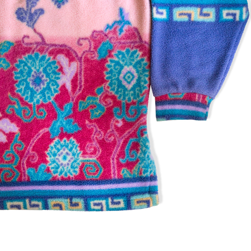 Vintage Colorful Pattern Fleece Pullover (M)