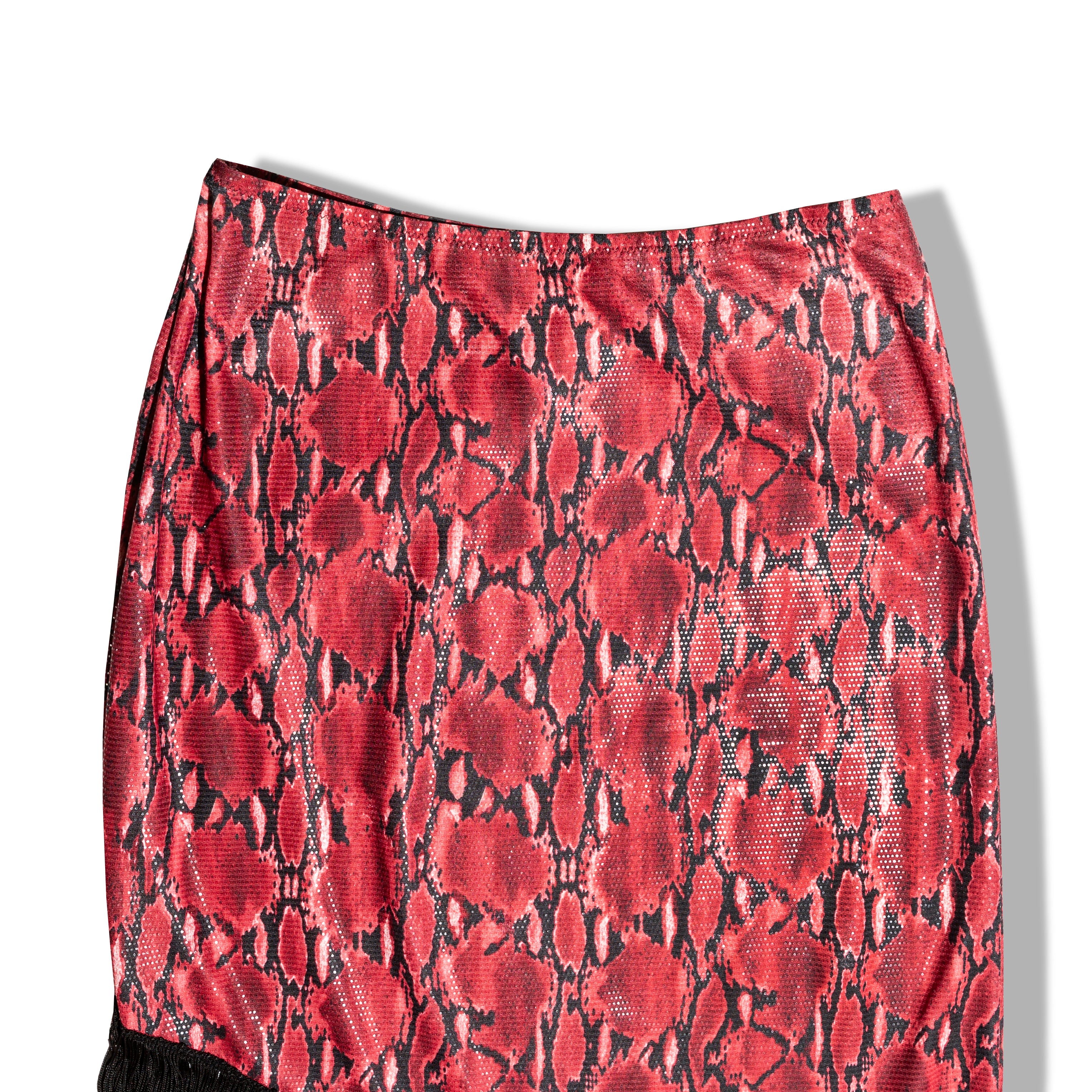 Super hot asymmetrical stretchy animal print skirt with fringe (M)