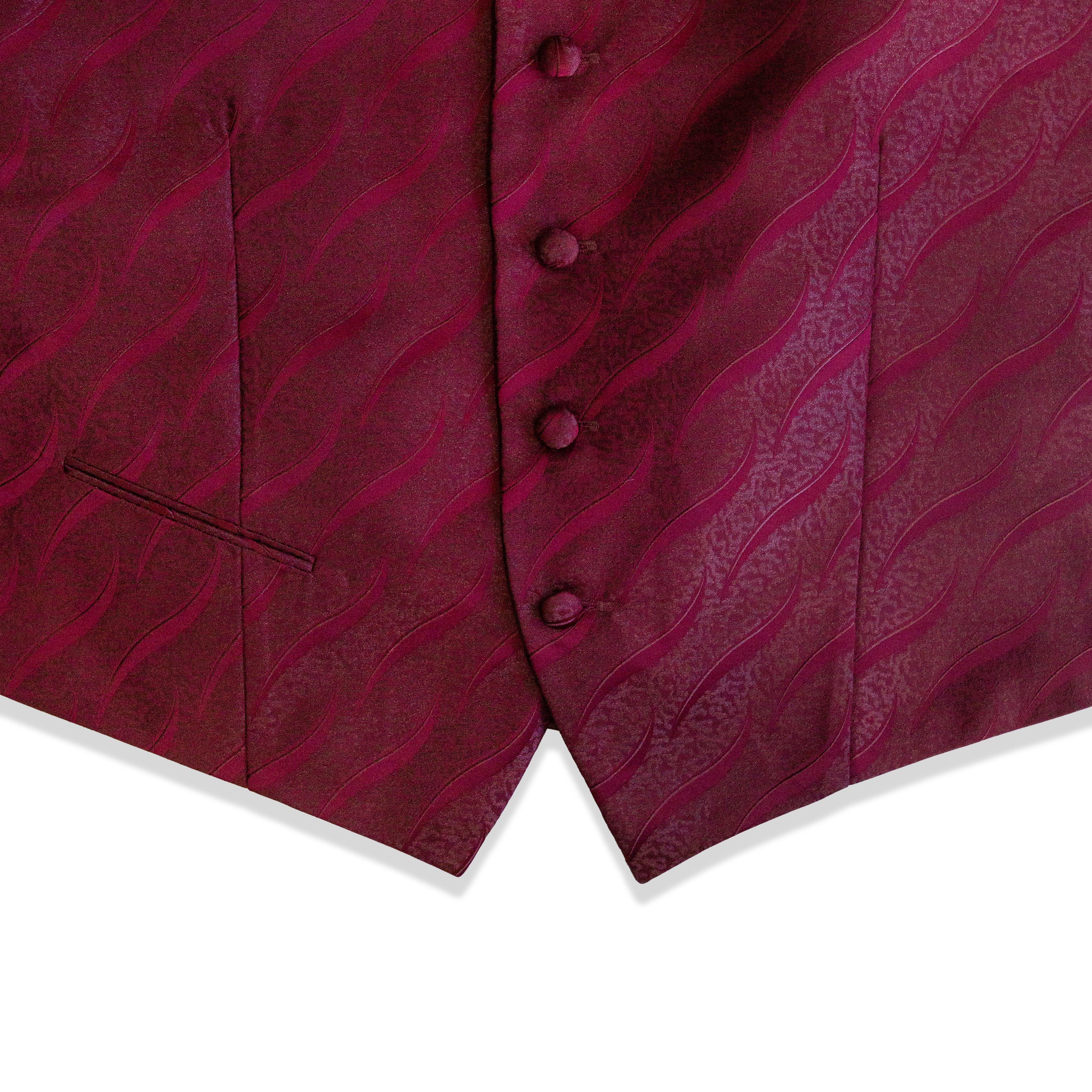 Men’s Burgundy Jacquard Formal Waistcoat (L)