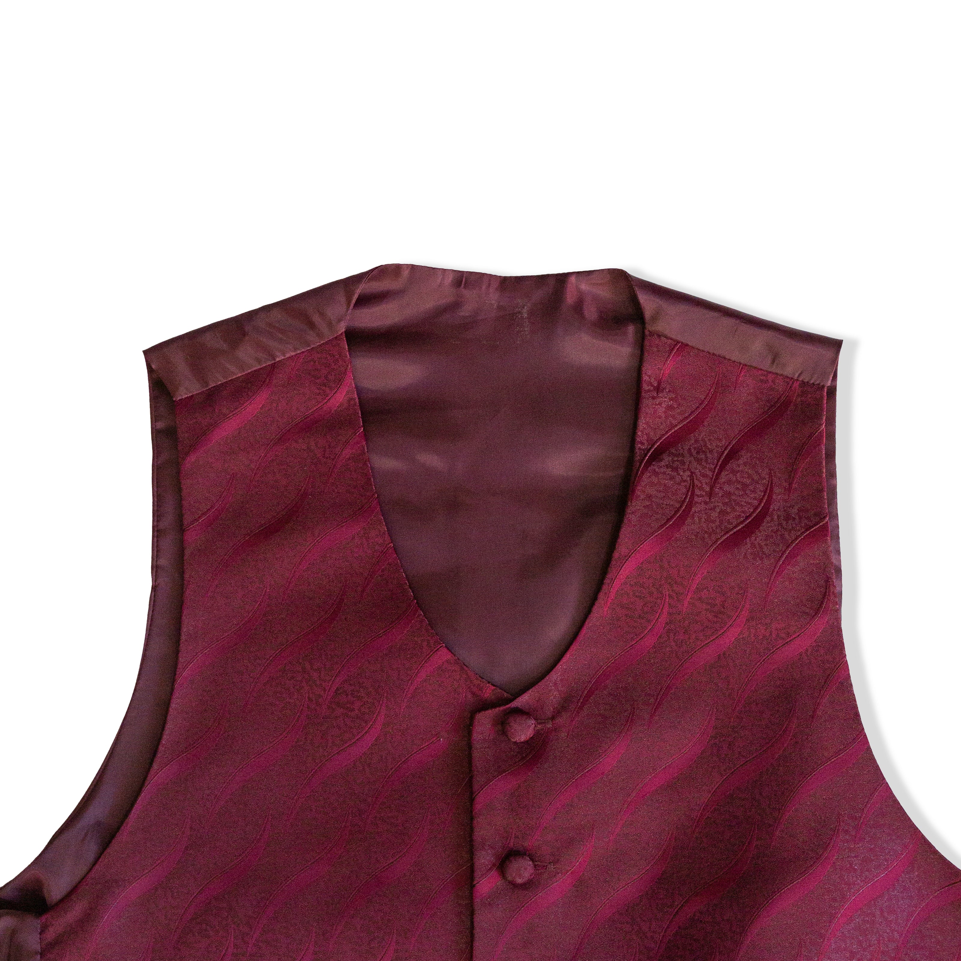 Men’s Burgundy Jacquard Formal Waistcoat (L)