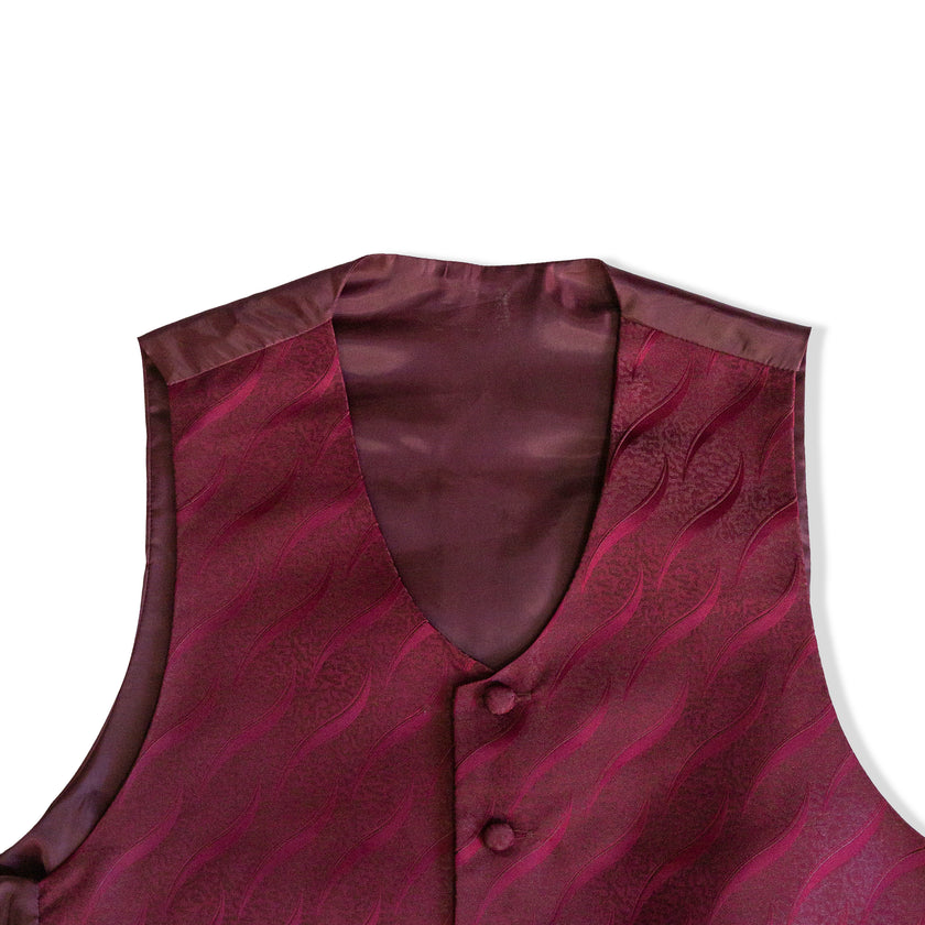 Men’s Burgundy Jacquard Formal Waistcoat (L)