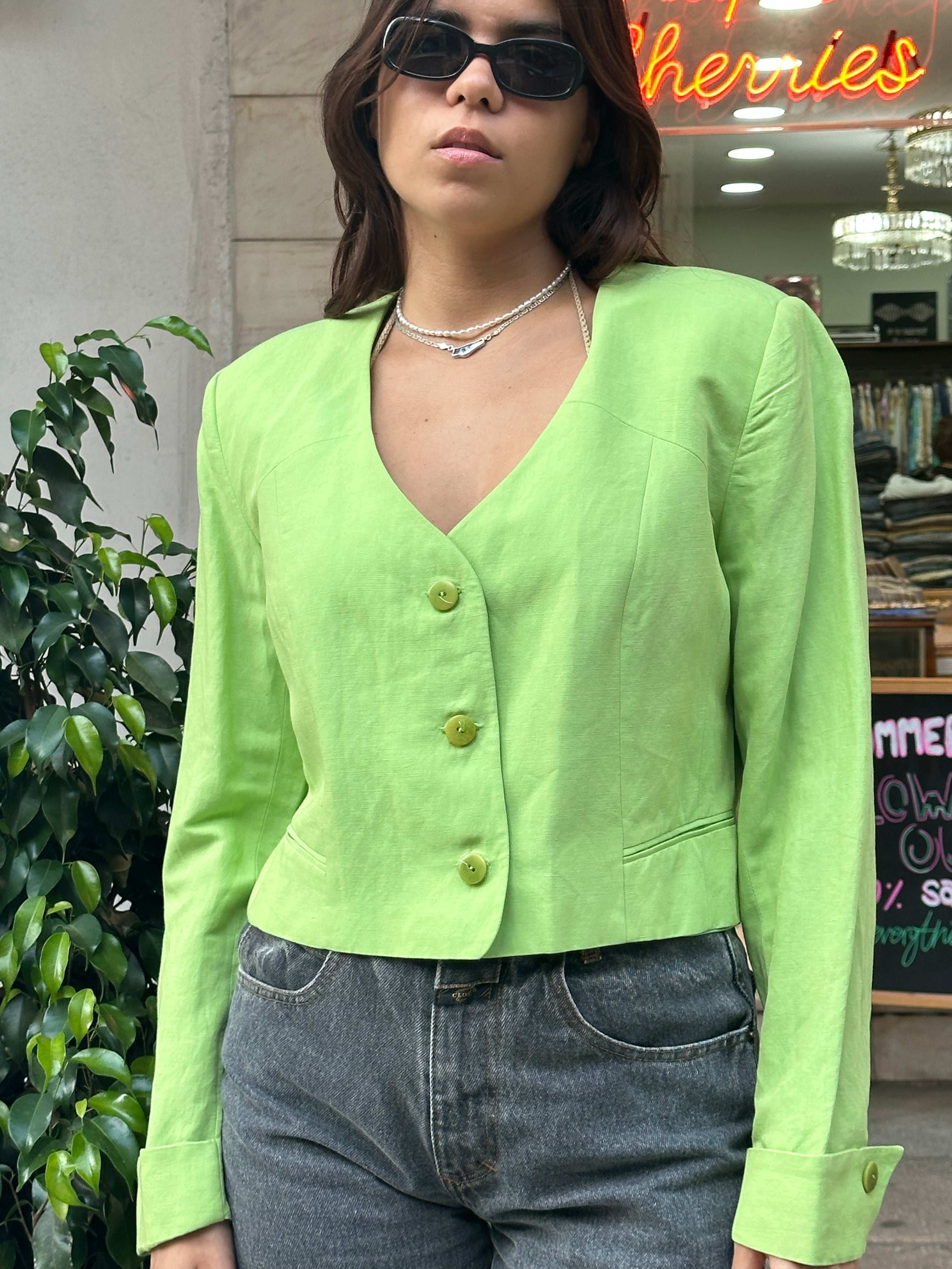 Vintage green cropped blazer