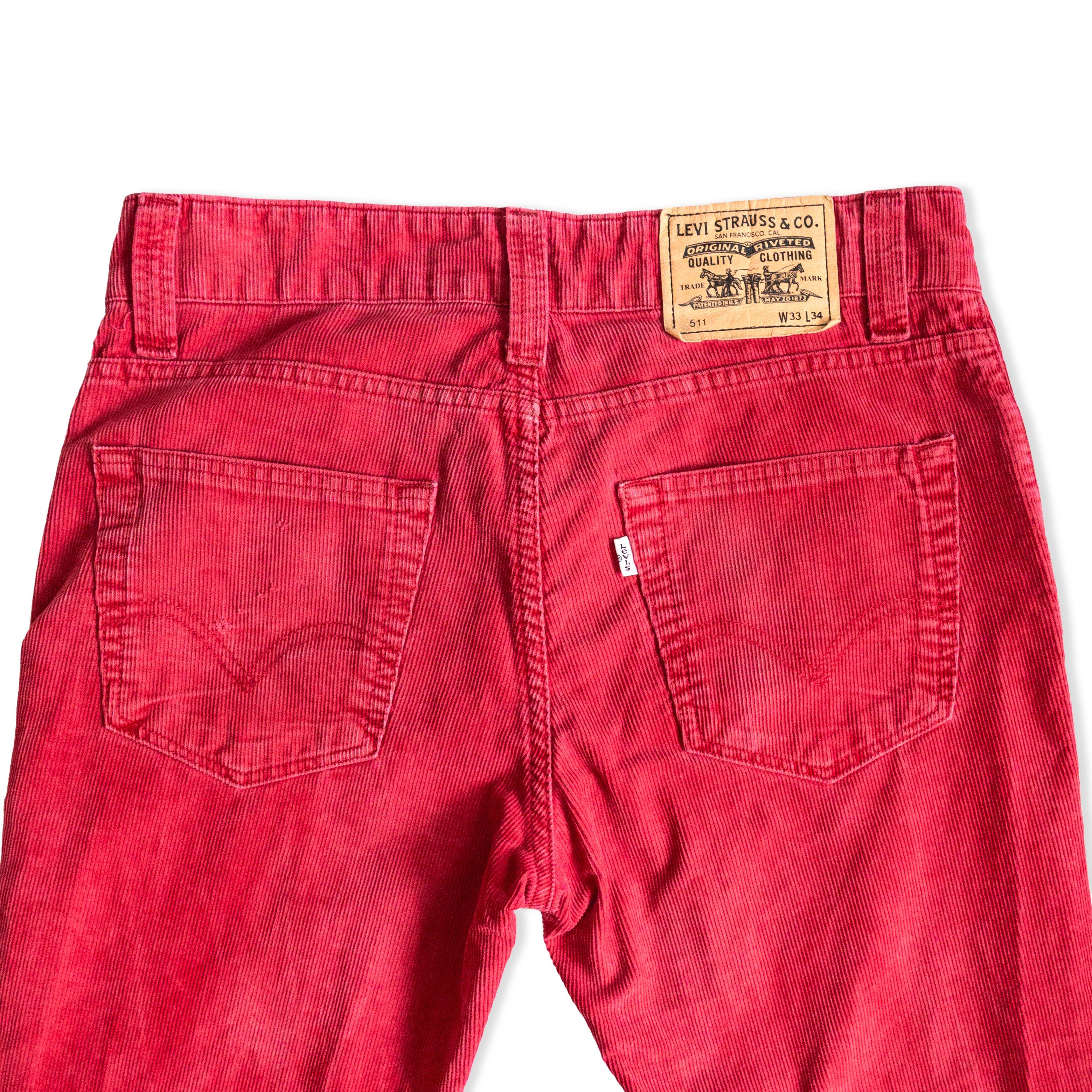 Levi's 511 low waisted red corduroy pants (W33)