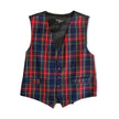 Vintage Men’s Red & Navy Tartan Plaid Button-Front Waistcoat Vest (M)