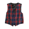 Vintage Men’s Red & Navy Tartan Plaid Button-Front Waistcoat Vest (M)