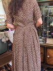 Vintage brown floral button up dress