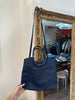 Vintage dark blue handbag with cross body strap