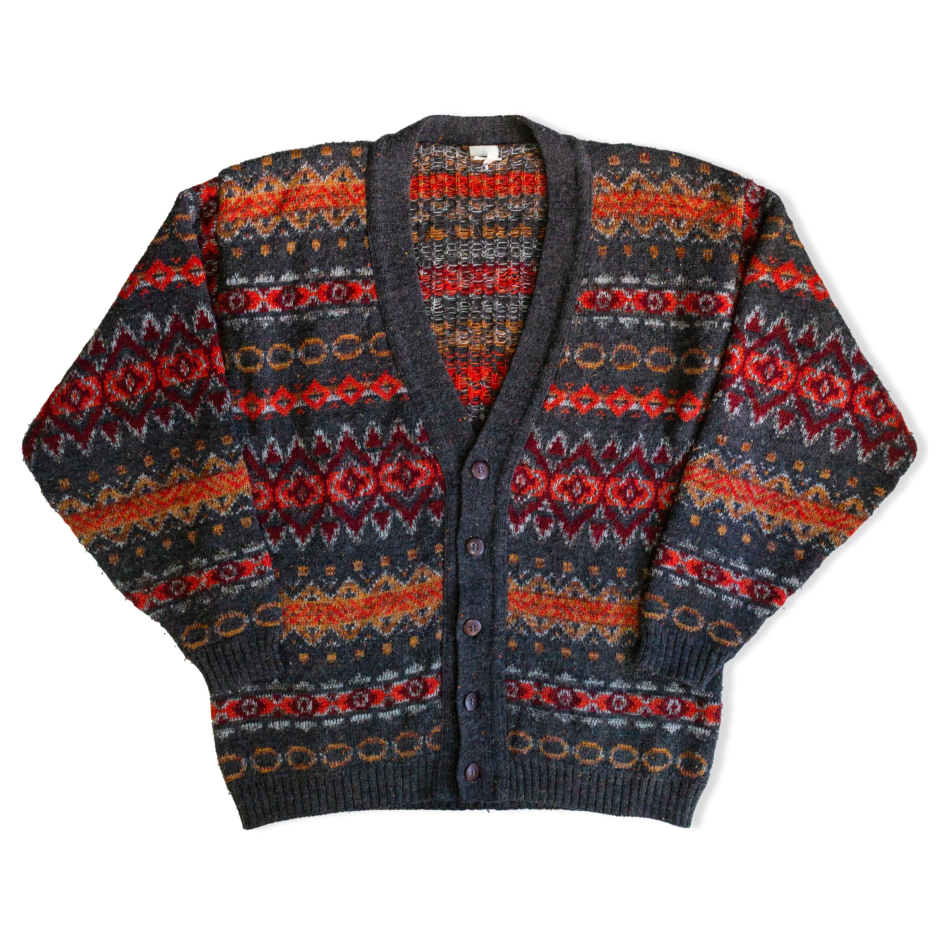 Vintage men’s colorful funky knit cardigan (L)