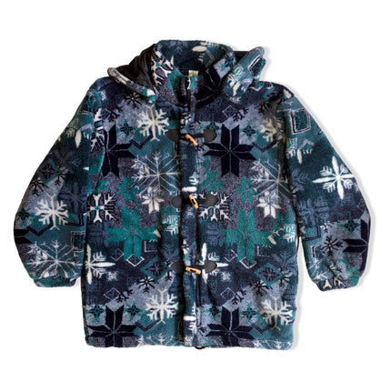 Vintage cozy snowflake print fleece jacket with toggles (M)