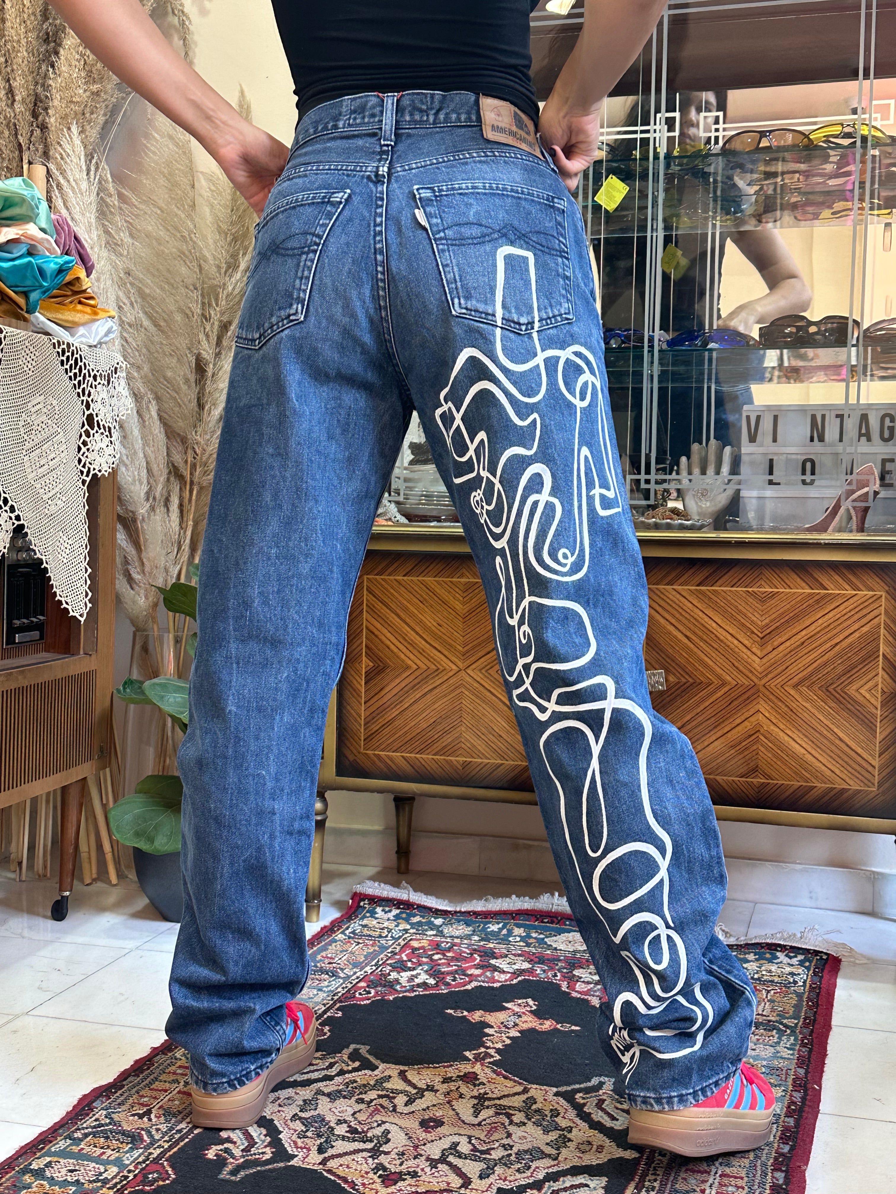 Americanino baggy hand painted jeans